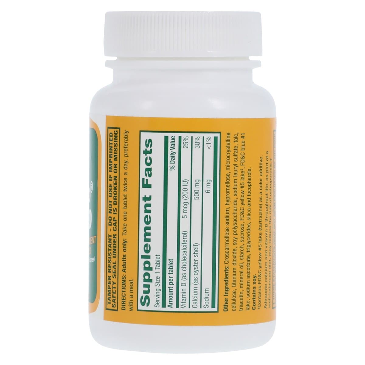 Oyster Shell Calcium +D Tablets, 500 mg Calcium with Vitamin D, 60 Count Bottle thumbnail 3