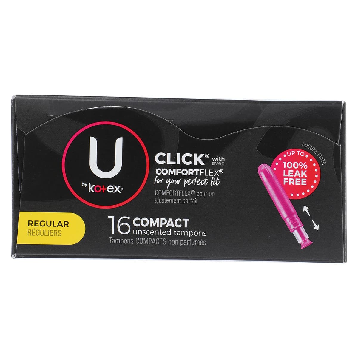U by Kotex Click Applicator Tampon, Moderate Absorbency, White, Fragrance Free, Latex-Free, 16/Box thumbnail 2
