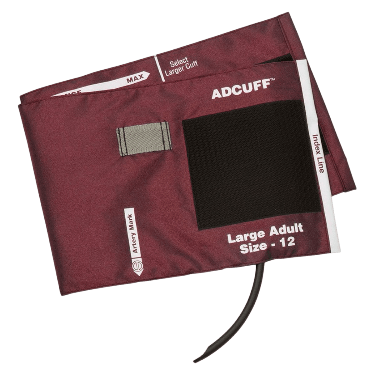 ADCUFF Cuff & Bladder, Large, Burgundy, Latex-Free, Single Tube with Connector - Cuff/Bladder 1 Tube w/Cnnctr - Image 1