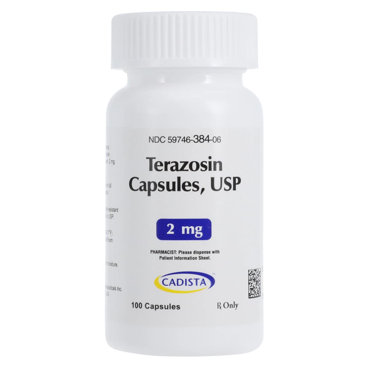 Terazosin HCl Capsules, 2 mg, 100/Bottle, Cadista Pharmaceuticals - Terazosin HCl Capsules - Image 1