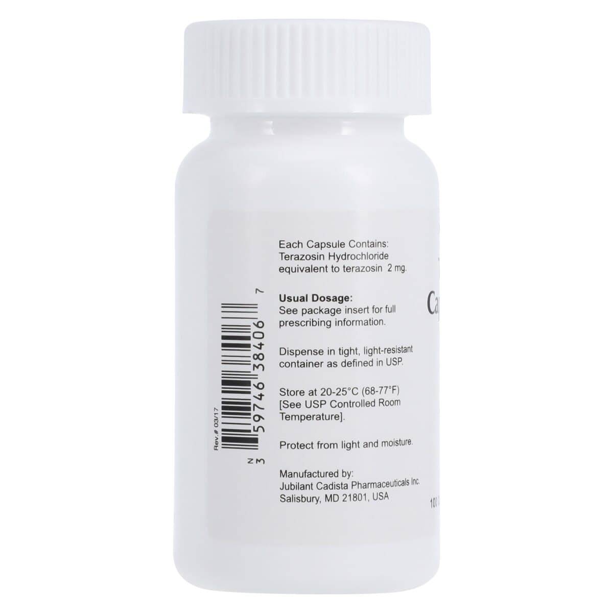 Terazosin HCl Capsules, 2 mg, 100/Bottle, Cadista Pharmaceuticals thumbnail 2