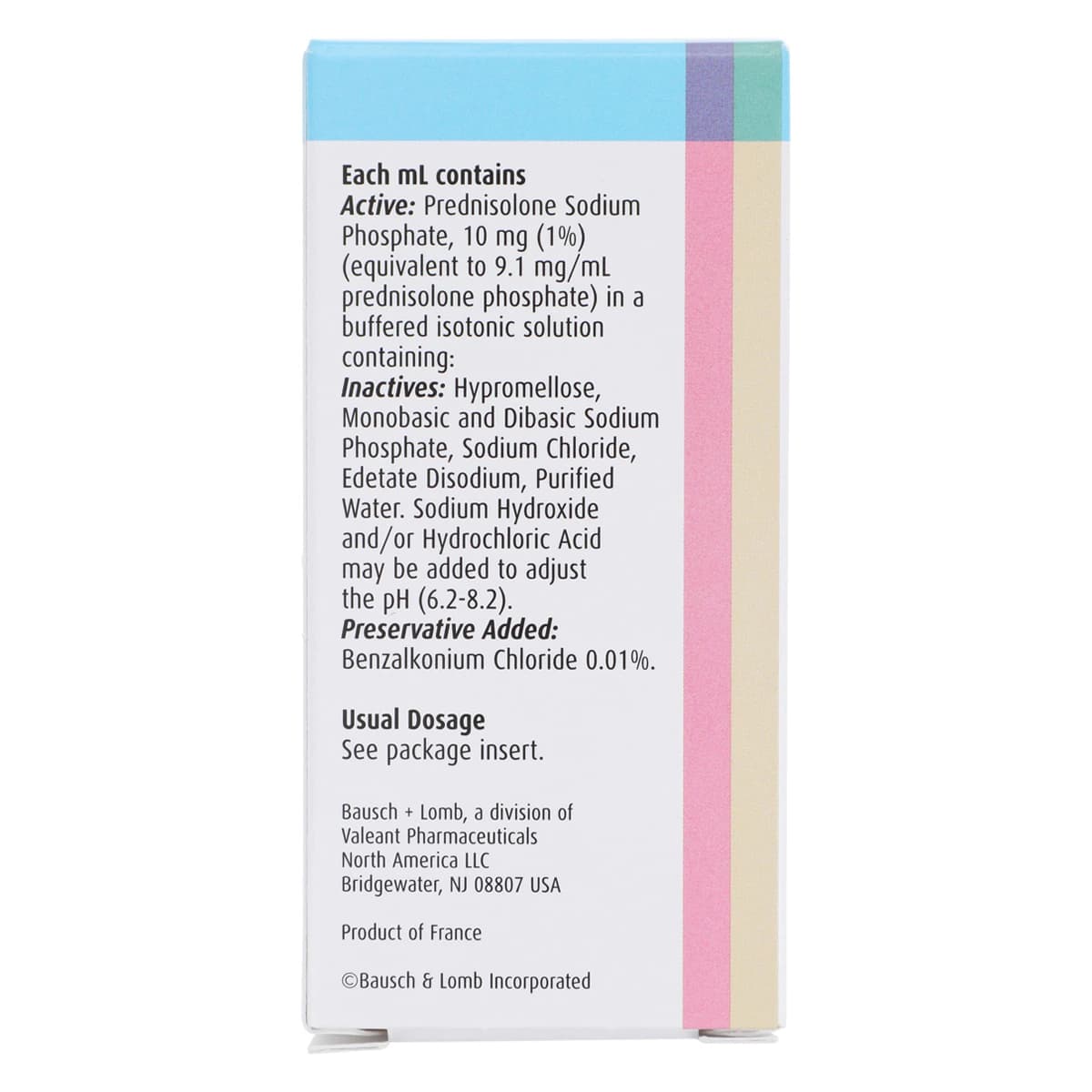 Prednisolone Sodium Phosphate Ophthalmic Solution 1%, 10mL Bottle, Bausch & Lomb thumbnail 7