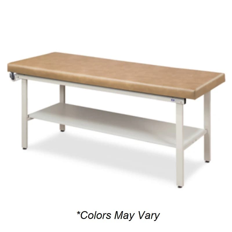 Clinton Industries Alpha Series Straight Line Treatment Table, Flat Top with Shelf, Gunmetal, 450 lb Capacity - Table Tx FlatTop/Shlf Gunmetal - Image 1