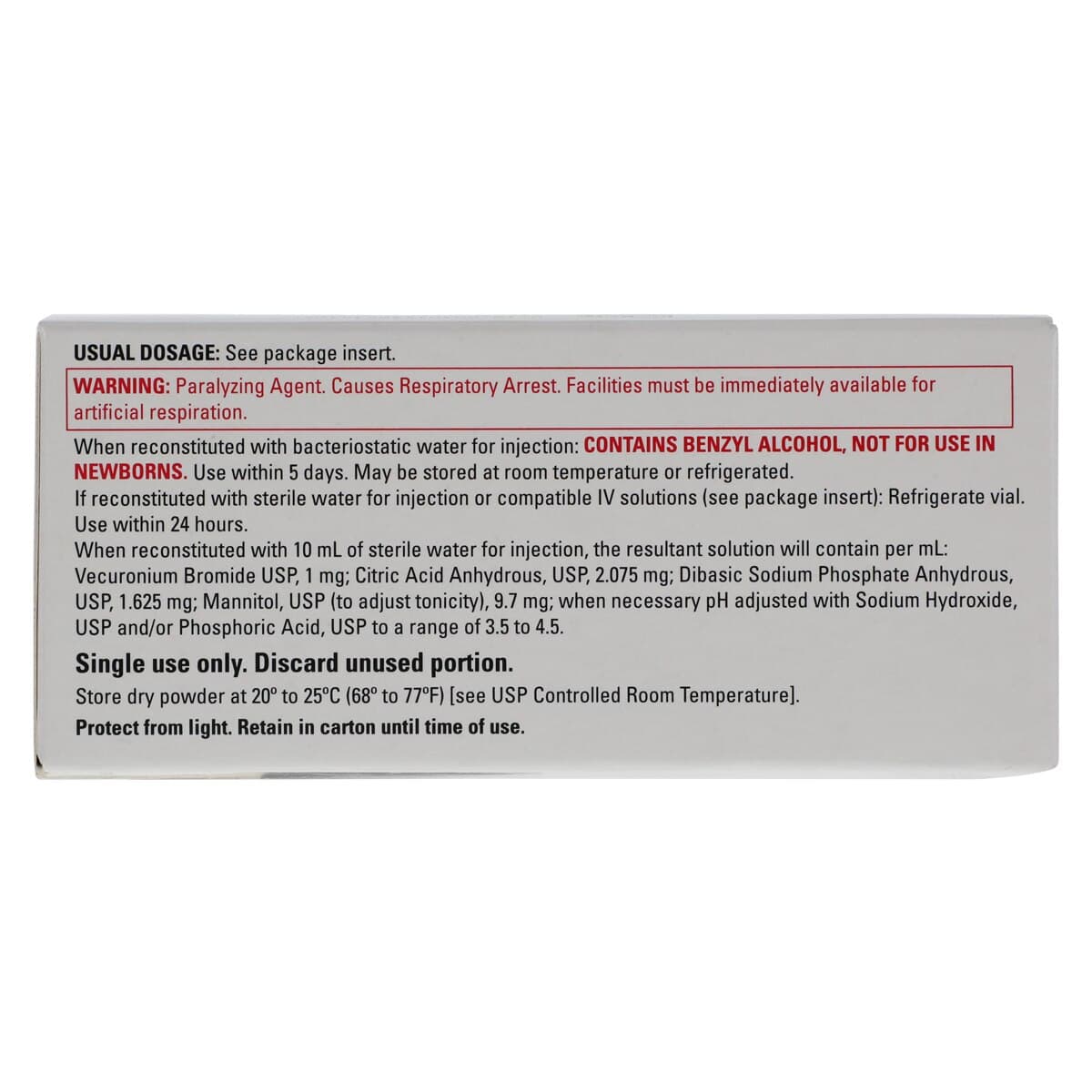 Vecuronium Bromide Injection, 10 mg/vial, 10 mL Single Dose Vial, 10/Package thumbnail 5