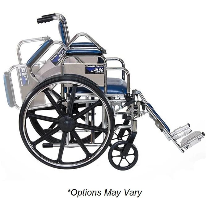Comfort Classic Wheelchair, Solid Seat, Flip-Back Arm, Blue, 600 lb Capacity - Wheelchair Solid St FB Arm Blu - Image 1