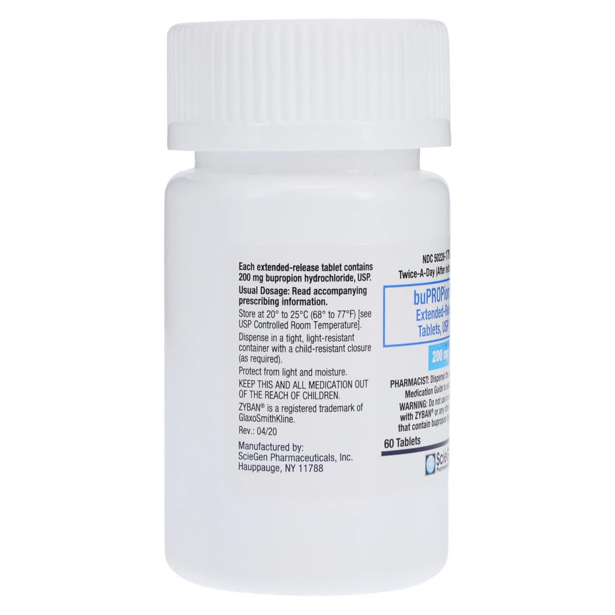 Bupropion HCl SR Extended-Release Tablets, 200 mg, 60 Count Bottle (Sciegen Pharmaceuticals) thumbnail 2