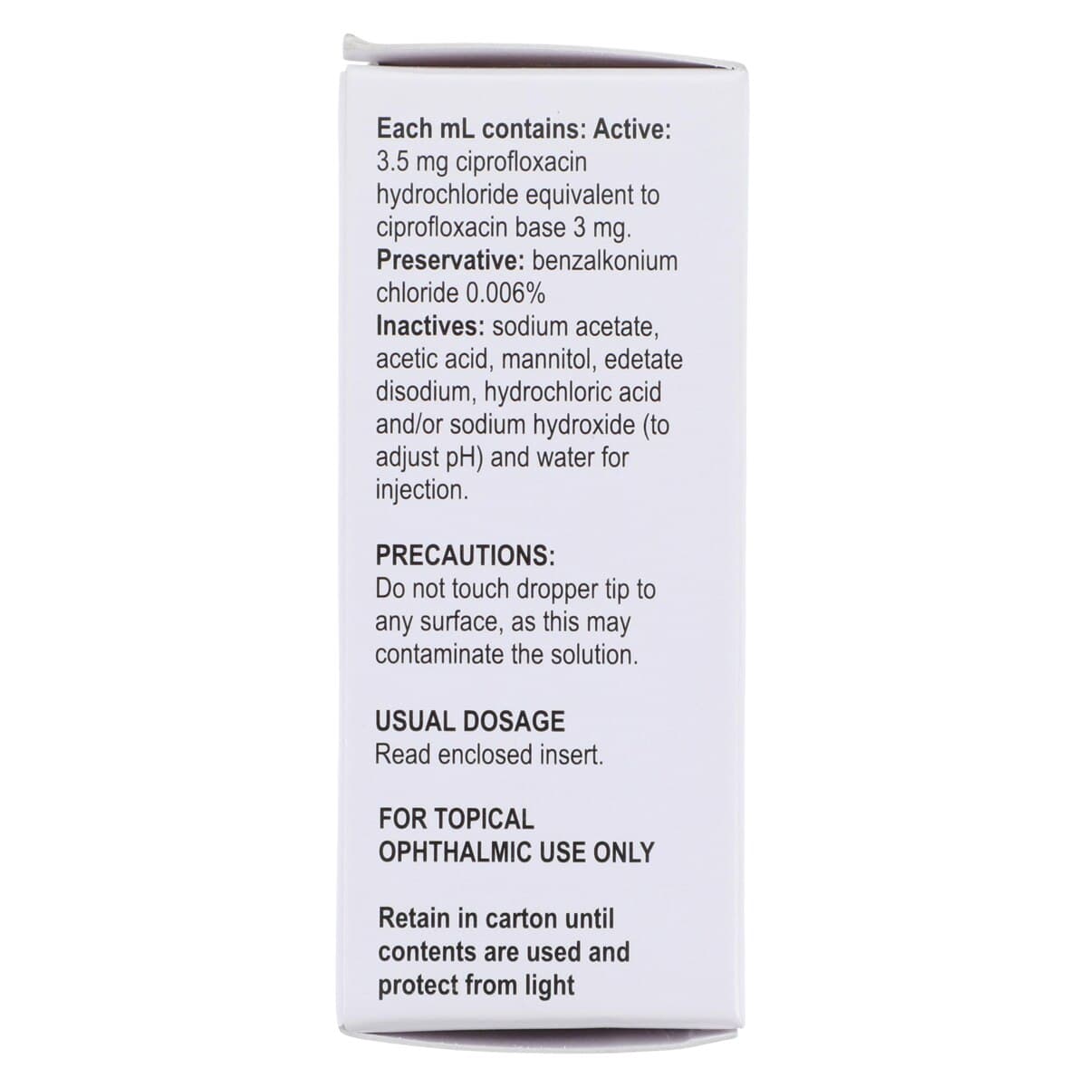 Ciprofloxacin HCl Ophthalmic Solution 0.3%, 2.5 mL Bottle thumbnail 7