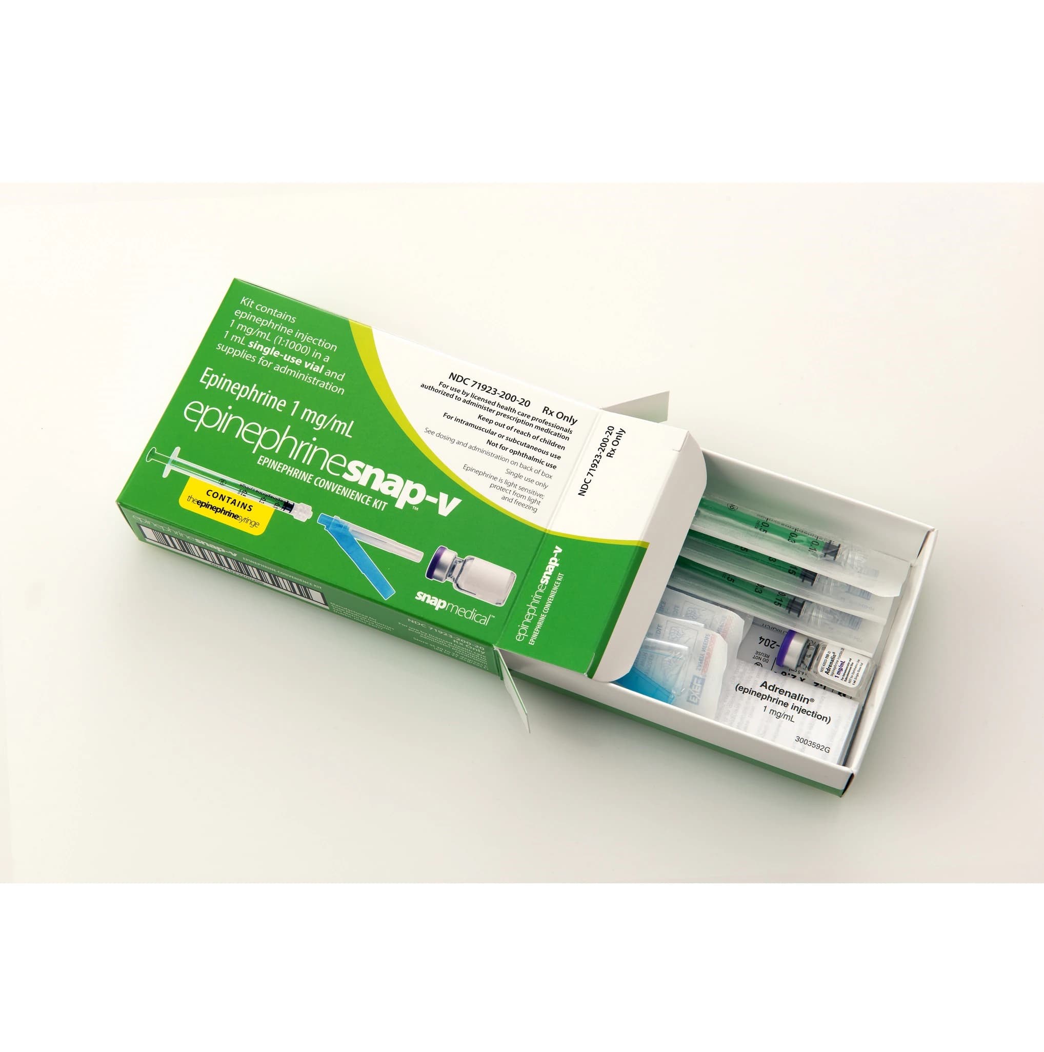 Epinephrine Snap-V Convenience Kit, 1 mg/mL (1:1000), 1 Vial with 3 Syringes, 23G x 1" Needles, 1/Pk thumbnail 5