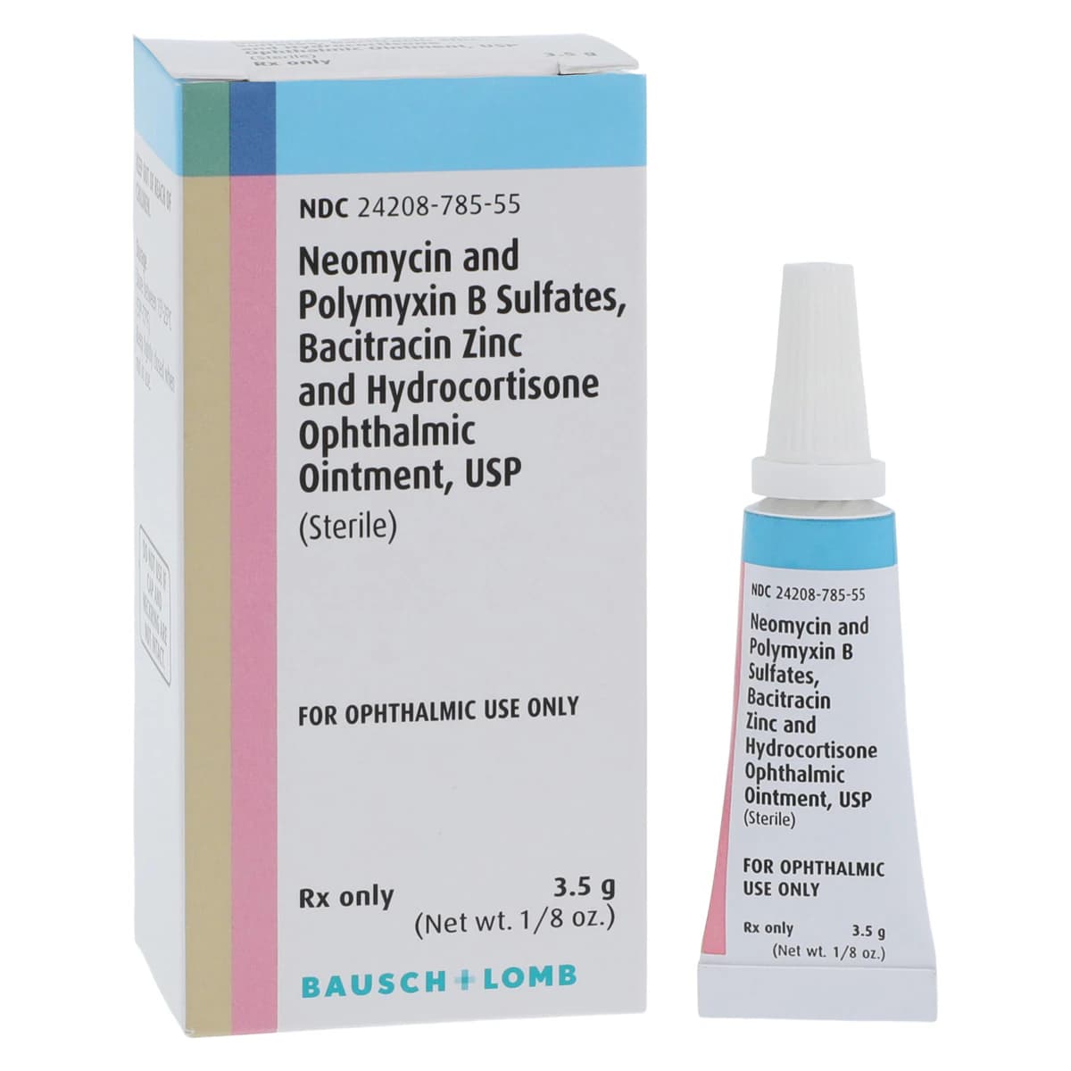 Bacitracin Neomycin Polymyxin B Hydrocortisone Ophthalmic Ointment, 500U/10mu, 3.5g Tube - Bac Zinc/Neo/Poly/HC Oph Oint - Image 1
