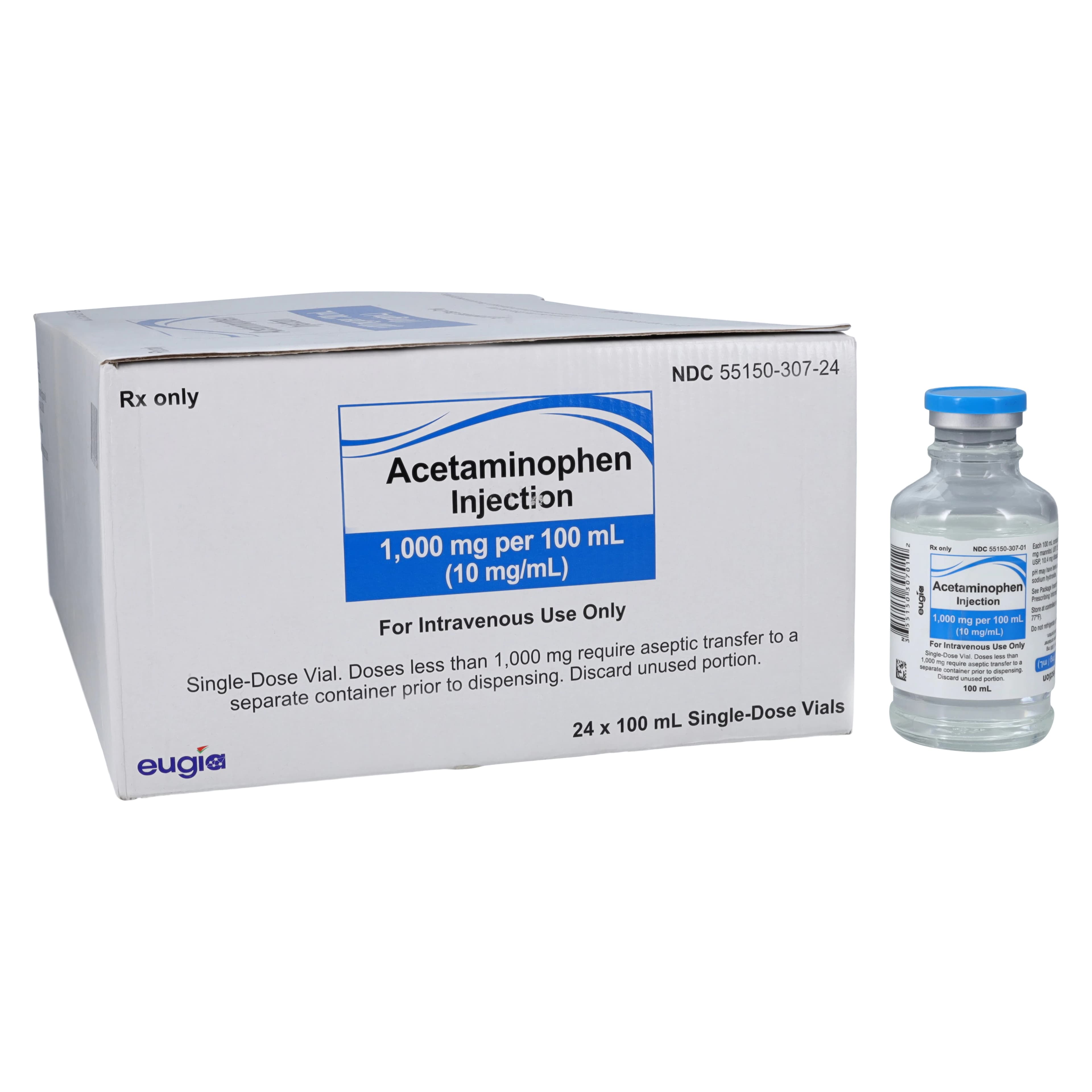 Acetaminophen Injection 10mg/mL, Single-Dose Vial, 100mL, 24/Package thumbnail 2
