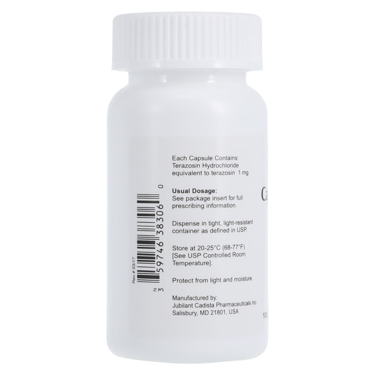 Terazosin HCl Capsules, 1 mg, 100/Bottle, Cadista Pharmaceuticals thumbnail 2