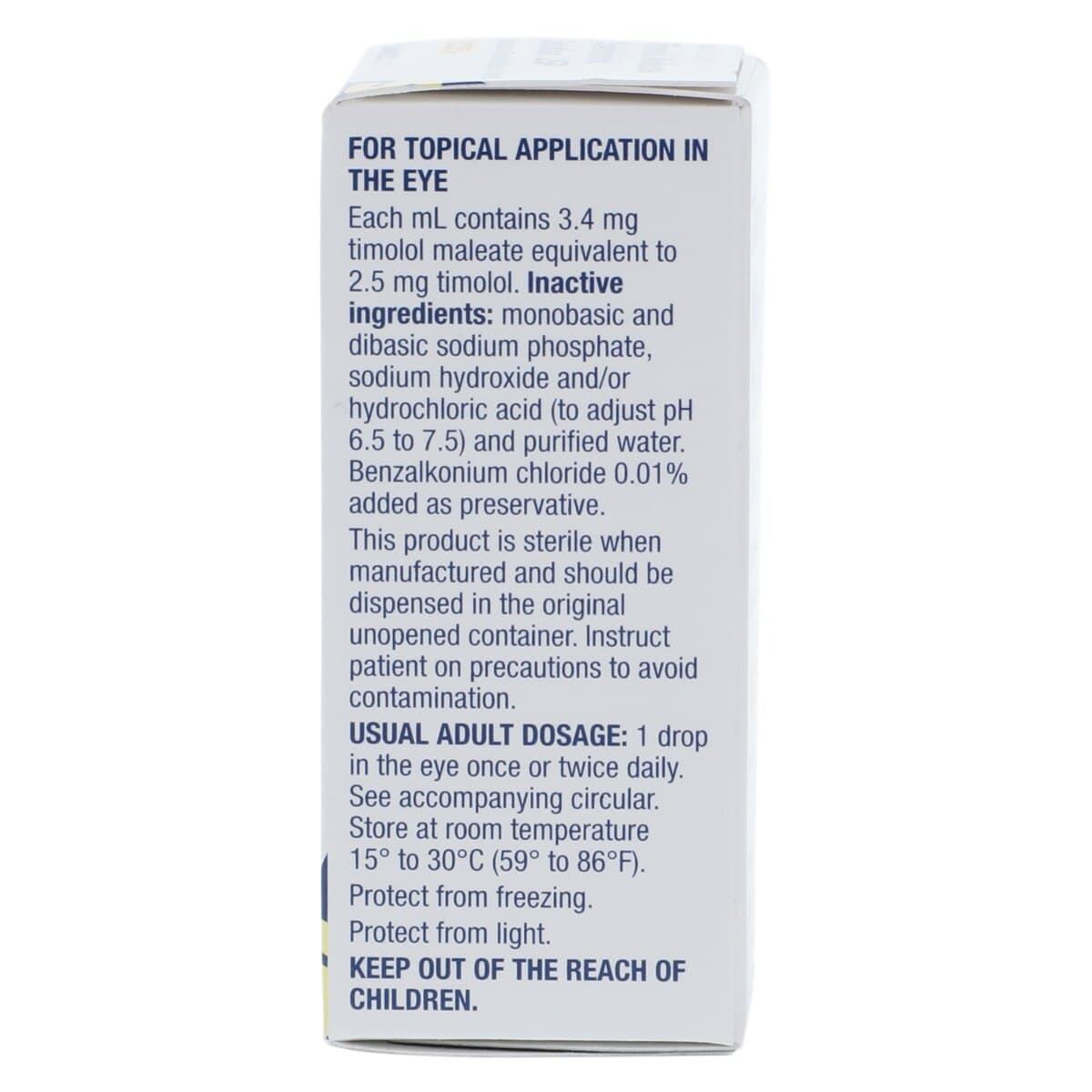 Timolol Maleate Ophthalmic Solution 0.25%, 5 mL Bottle (Sandoz) thumbnail 4