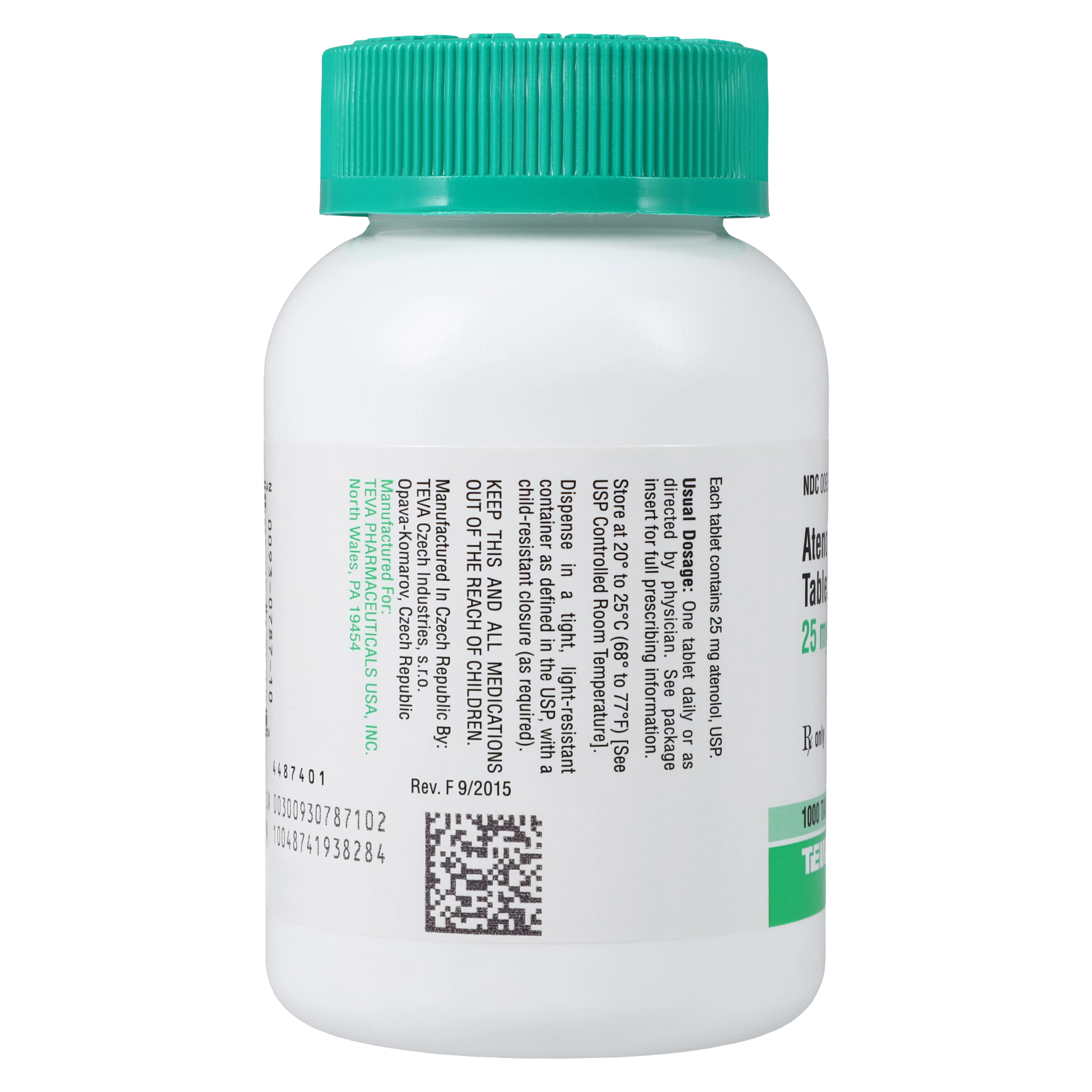 Atenolol Tablets 25 mg, 1000/Bottle, Teva Pharmaceuticals thumbnail 2