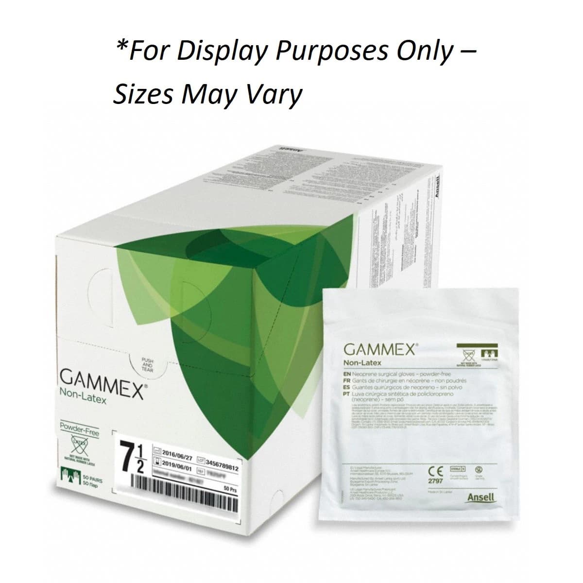 Ansell Gammex Non-Latex Neoprene Surgical Gloves, Powder-Free, Chemo Tested, Size 6, Green - MED Glv Surg Neoprene PF Ch - Image 1