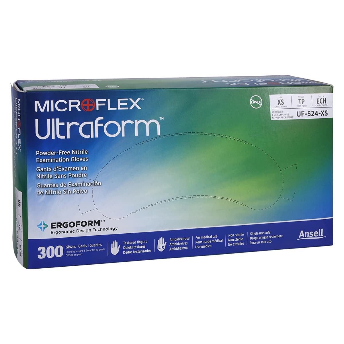 Ultraform® Powder Free Nitrile Exam Gloves, Extra Small, Cobalt Blue, Textured, Non-Sterile, 300/Box, UF-524-XS thumbnail 4