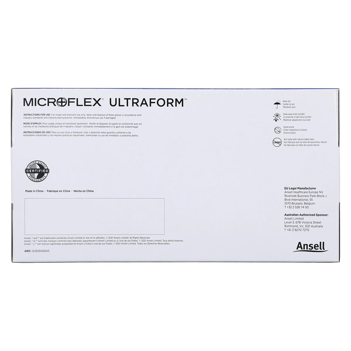 Microflex Ultraform Nitrile Examination Gloves, Powder Free, Non-Sterile, Small, Cobalt Blue, 300/Box, UF-524-S thumbnail 7