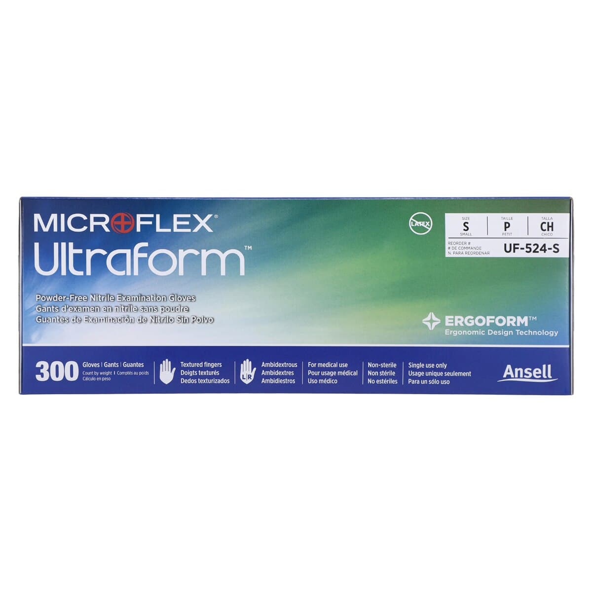 Microflex Ultraform Nitrile Examination Gloves, Powder Free, Non-Sterile, Small, Cobalt Blue, 300/Box, UF-524-S thumbnail 5