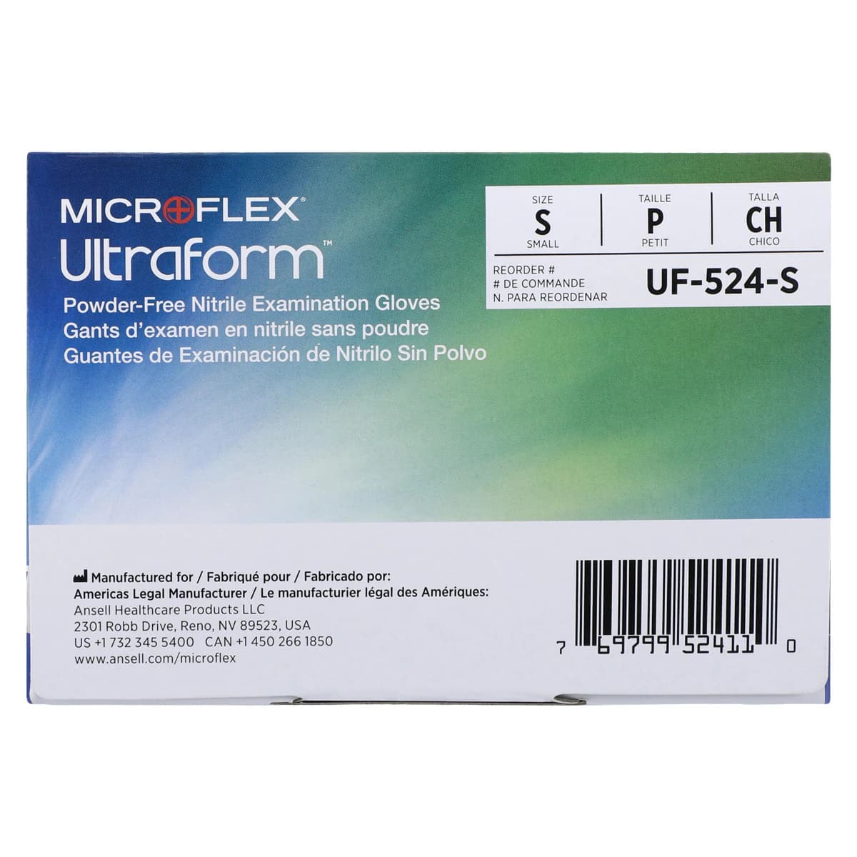 Microflex Ultraform Nitrile Examination Gloves, Powder Free, Non-Sterile, Small, Cobalt Blue, 300/Box, UF-524-S thumbnail 6