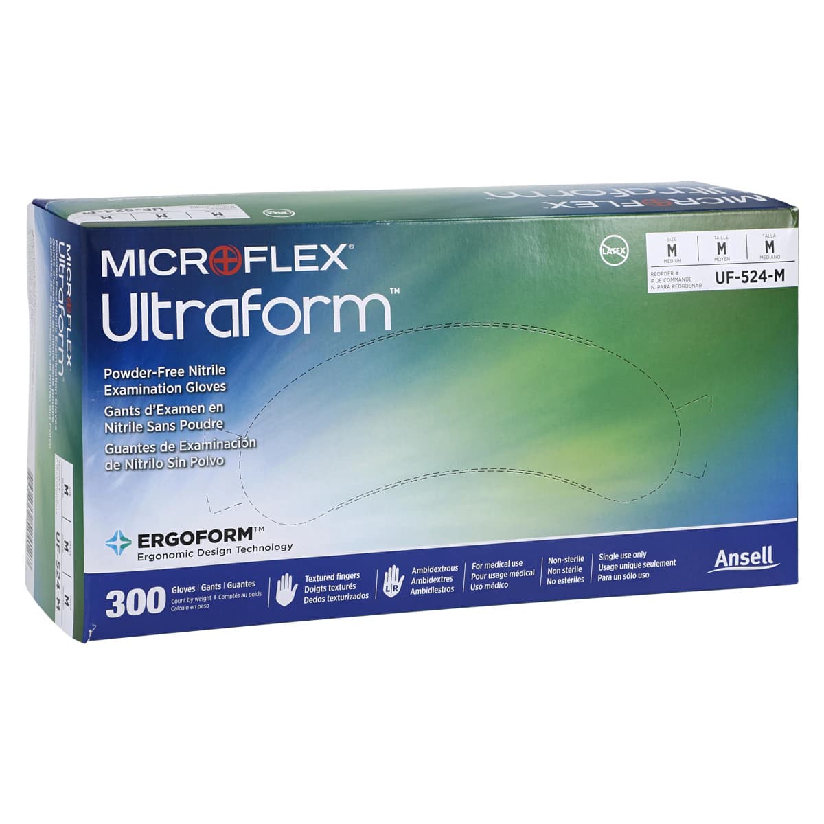 Ultraform® Powder Free Nitrile Exam Gloves, Medium, Cobalt Blue, 300/Box, UF-524-M thumbnail 4