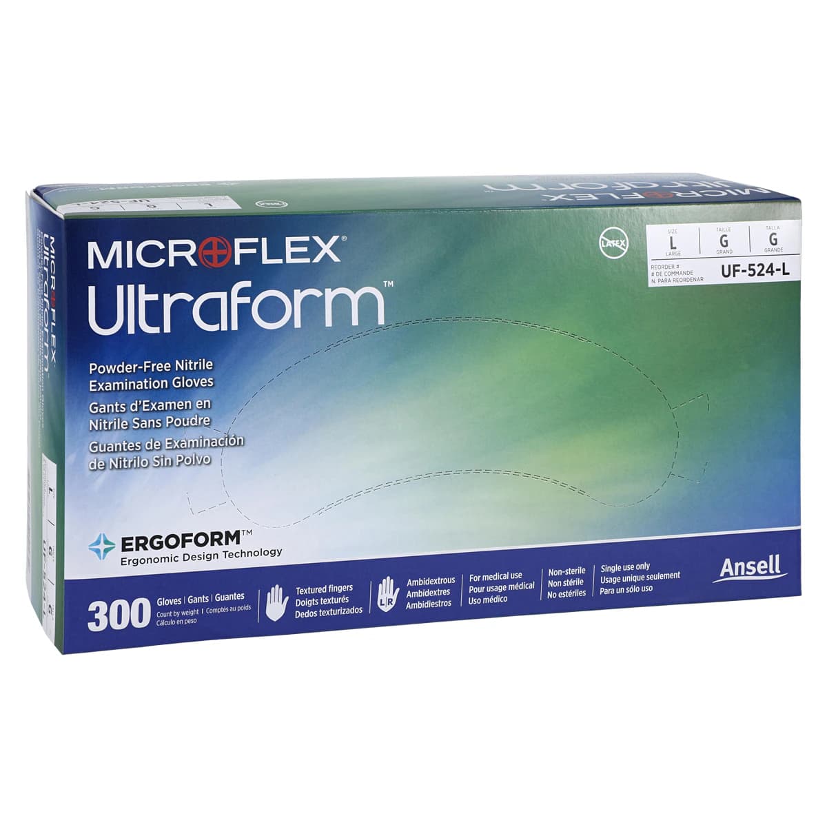 Ultraform® Powder Free Nitrile Exam Gloves, Large, Cobalt Blue, Textured, Non-Sterile, 300/Box, UF-524-L thumbnail 4