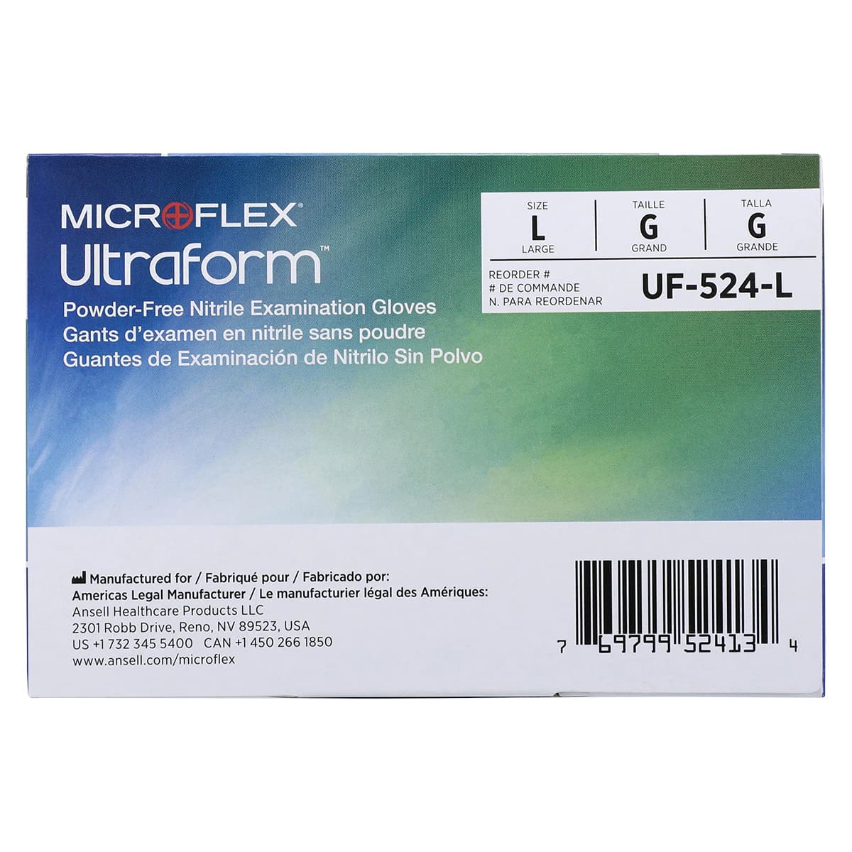 Ultraform® Powder Free Nitrile Exam Gloves, Large, Cobalt Blue, Textured, Non-Sterile, 300/Box, UF-524-L thumbnail 6