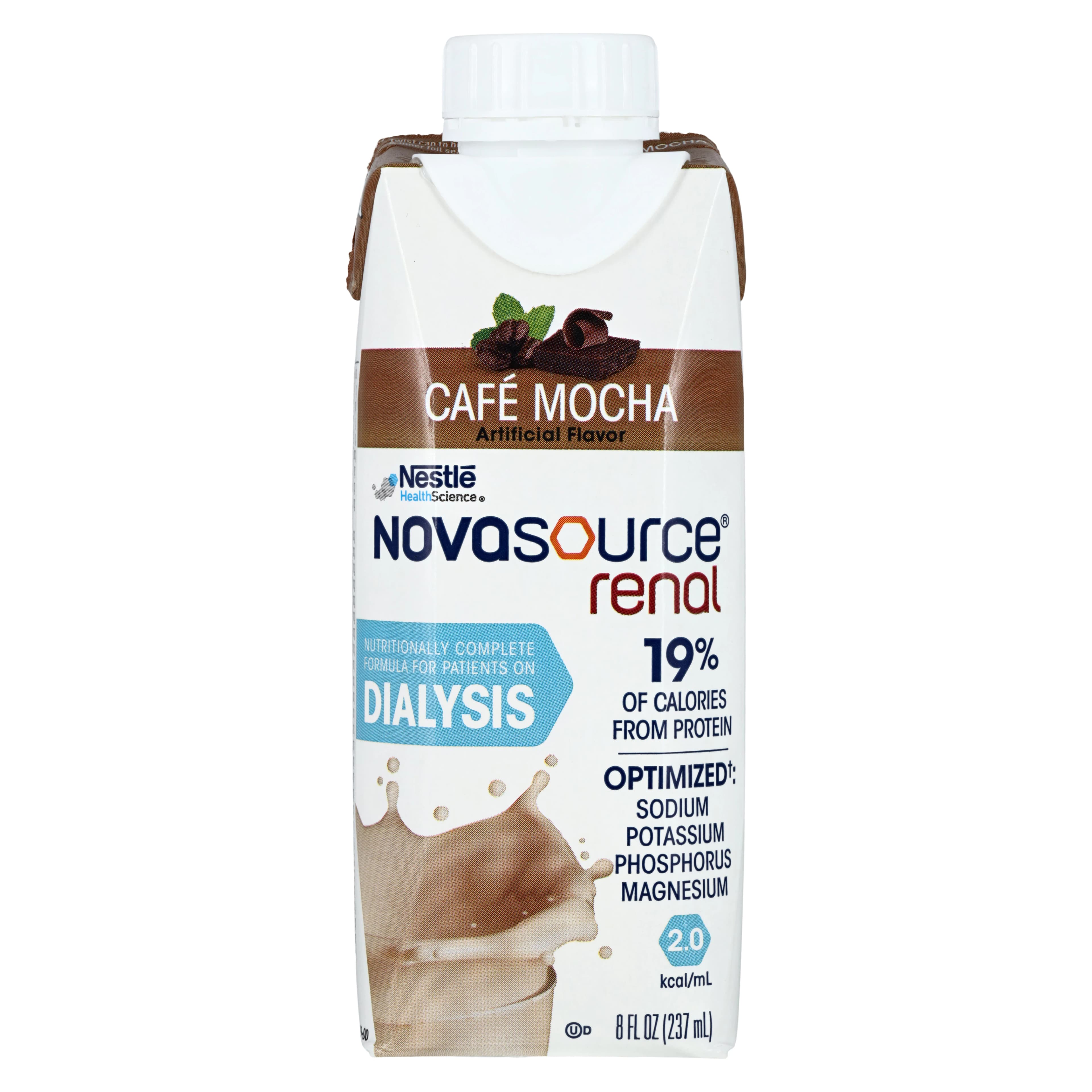 Nestle Health Science Novasource Renal Nutritional Shake, Cafe Mocha, 8 oz Carton, 24/Case - Novasource Renal Cafe Mocha - Image 1