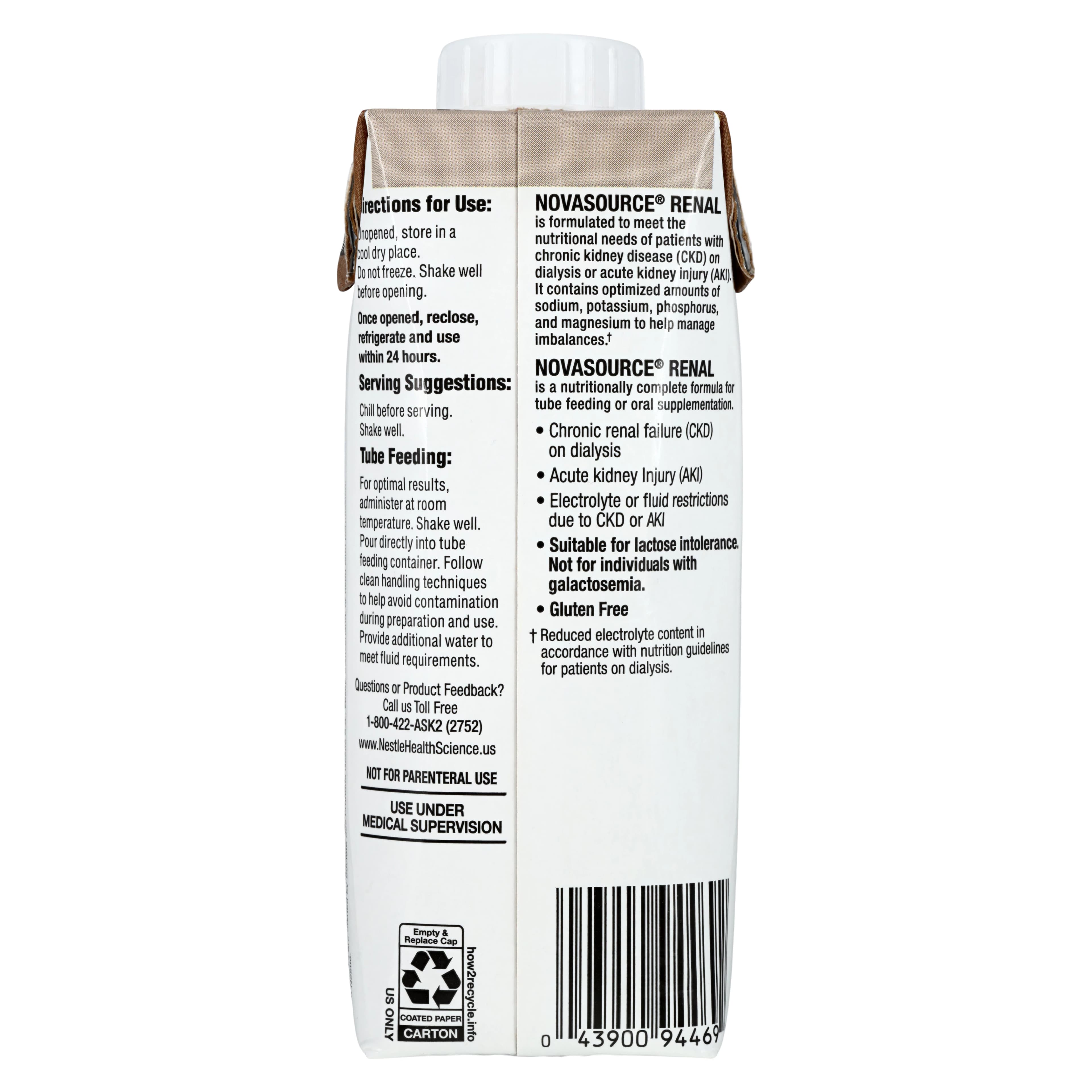 Nestle Health Science Novasource Renal Nutritional Shake, Cafe Mocha, 8 oz Carton, 24/Case thumbnail 2