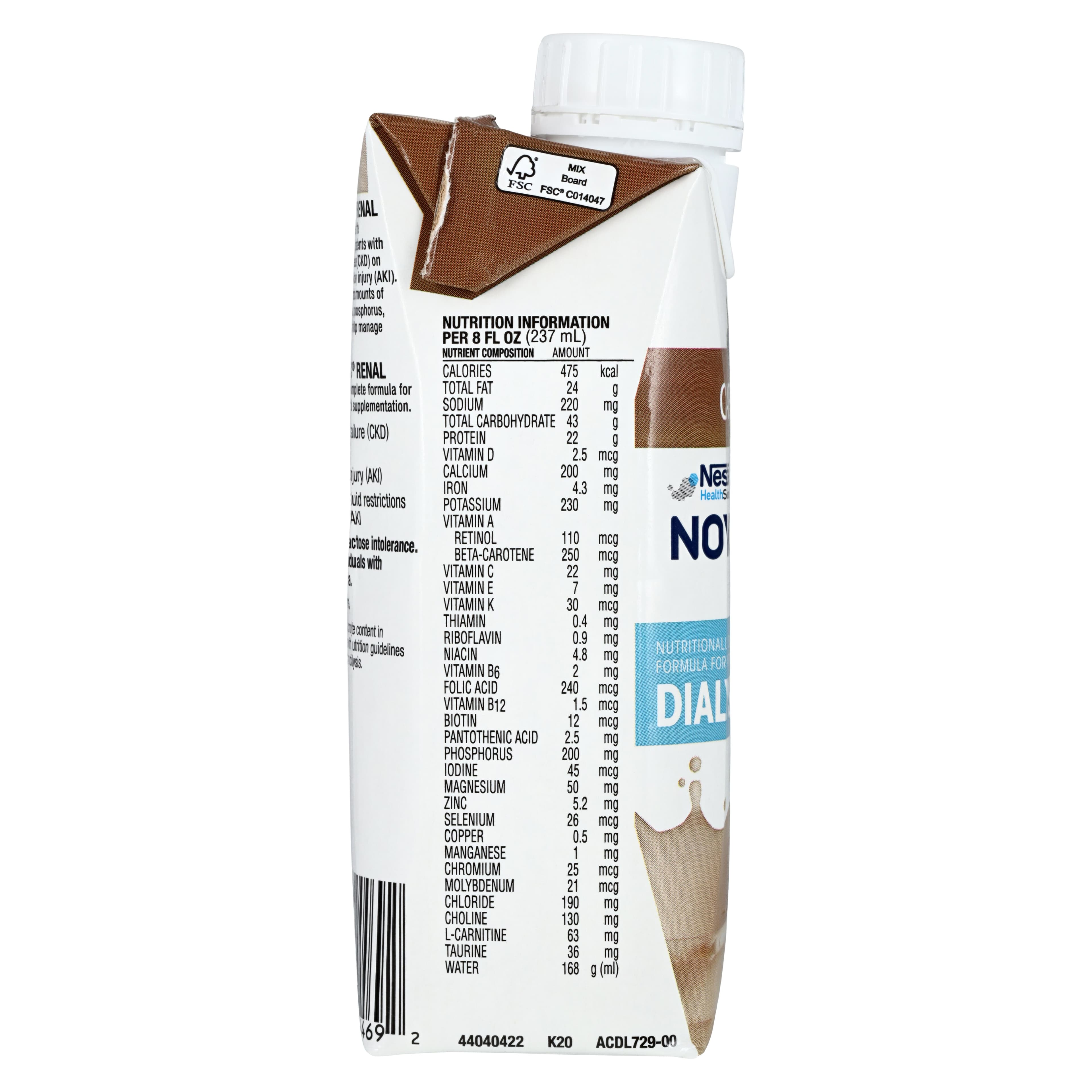 Nestle Health Science Novasource Renal Nutritional Shake, Cafe Mocha, 8 oz Carton, 24/Case thumbnail 4