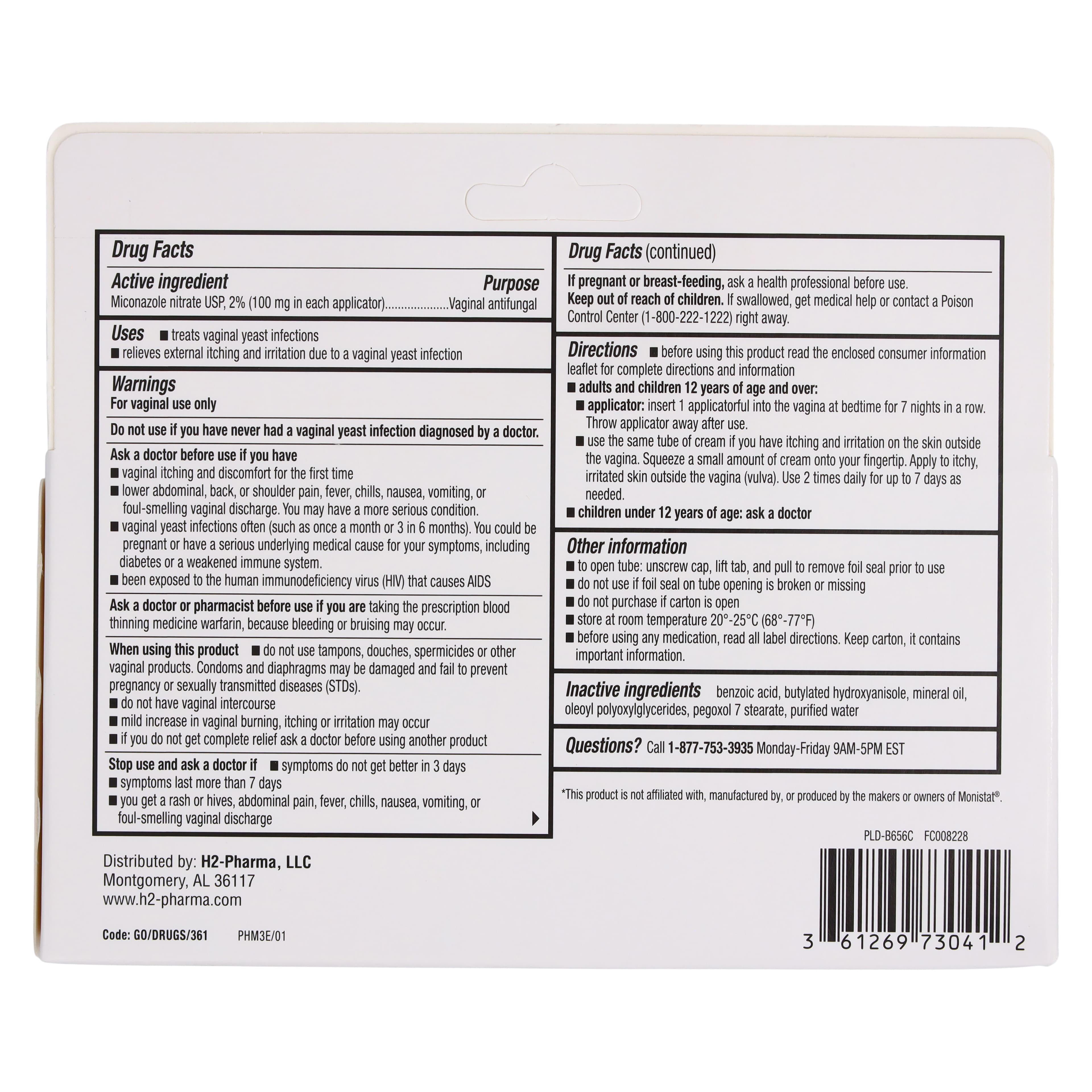 Miconazole Nitrate Vaginal Cream 2%, 7-Day Treatment, 45g Tube thumbnail 2