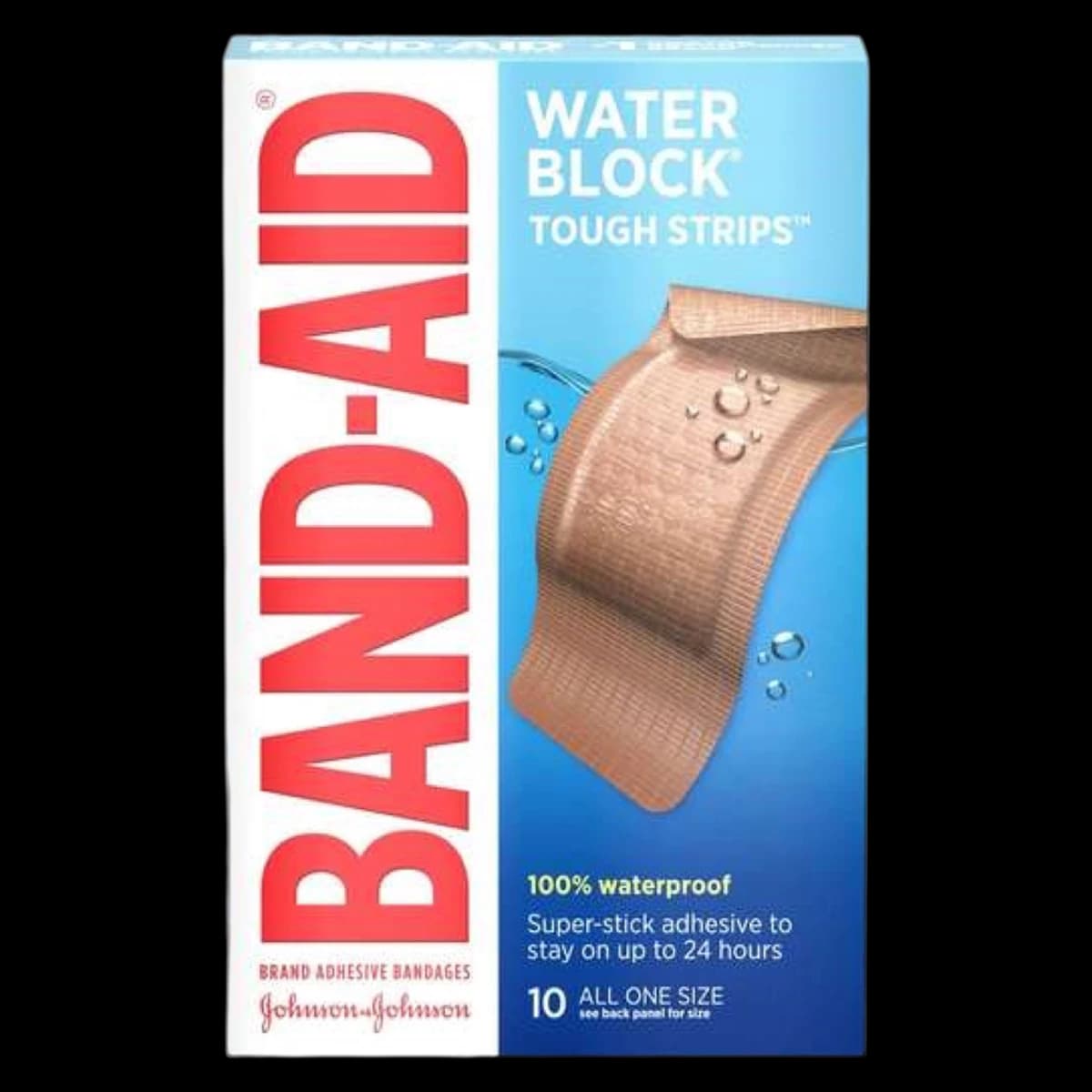 Band-Aid Tough-Strips Waterproof Bandage, Plastic/Fabric, 1.75" x 4", Tan, Sterile, 240/Case - Band-Aid Water Block XL - Image 1