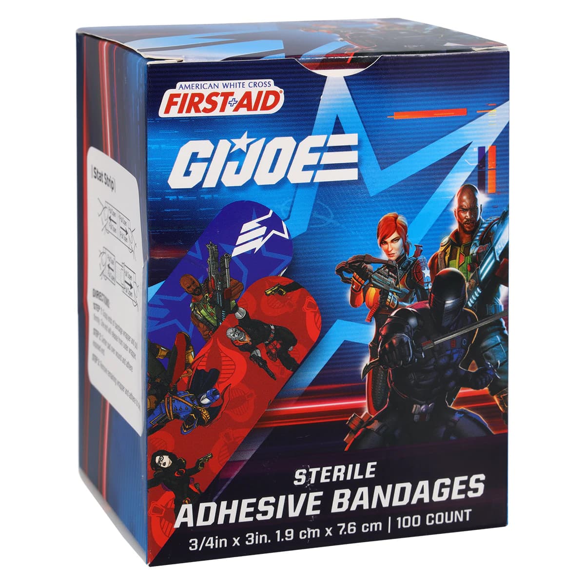 American White Cross First Aid Adhesive Bandage, Plastic, 3/4" x 3", GI Joe Design, Sterile, 100/Box thumbnail 2