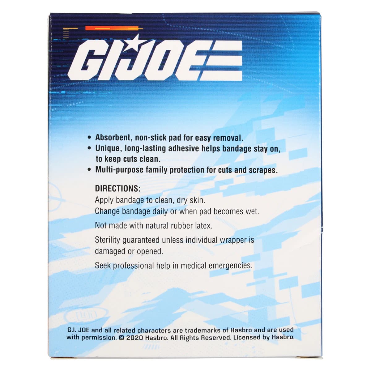 American White Cross First Aid Adhesive Bandage, Plastic, 3/4" x 3", GI Joe Design, Sterile, 100/Box thumbnail 5