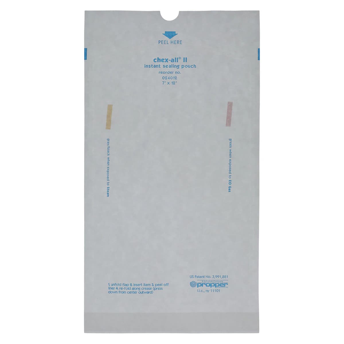 Chex-All II Sterilization Pouches, Instant Seal, 7 in x 12 in, White/Clear, 250/Box thumbnail 3
