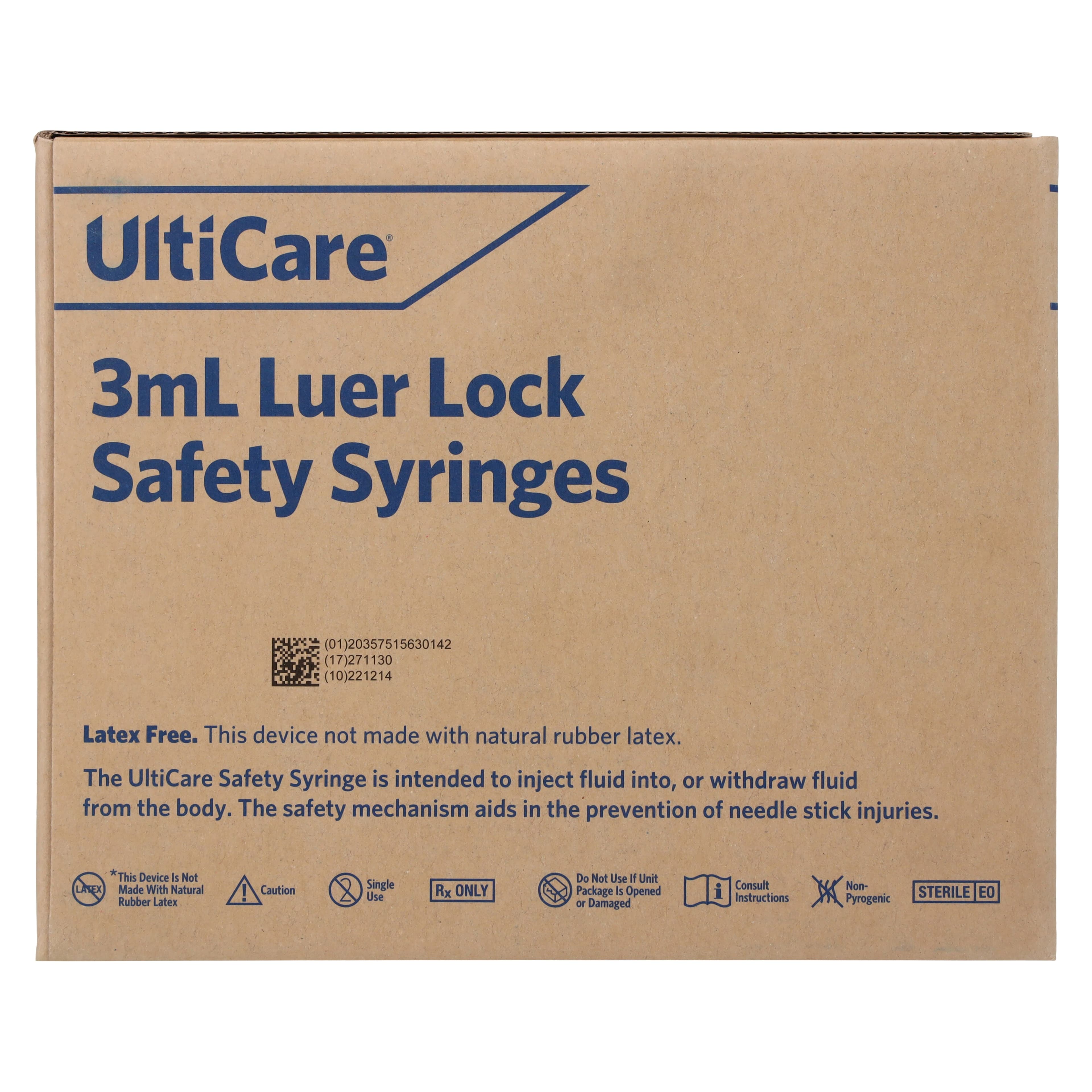 Ultimed UltiCare Safety Syringe, 3mL, Clear, Luer Lock, No Dead Space, Sterile, Latex-Free, 500/Case thumbnail 8