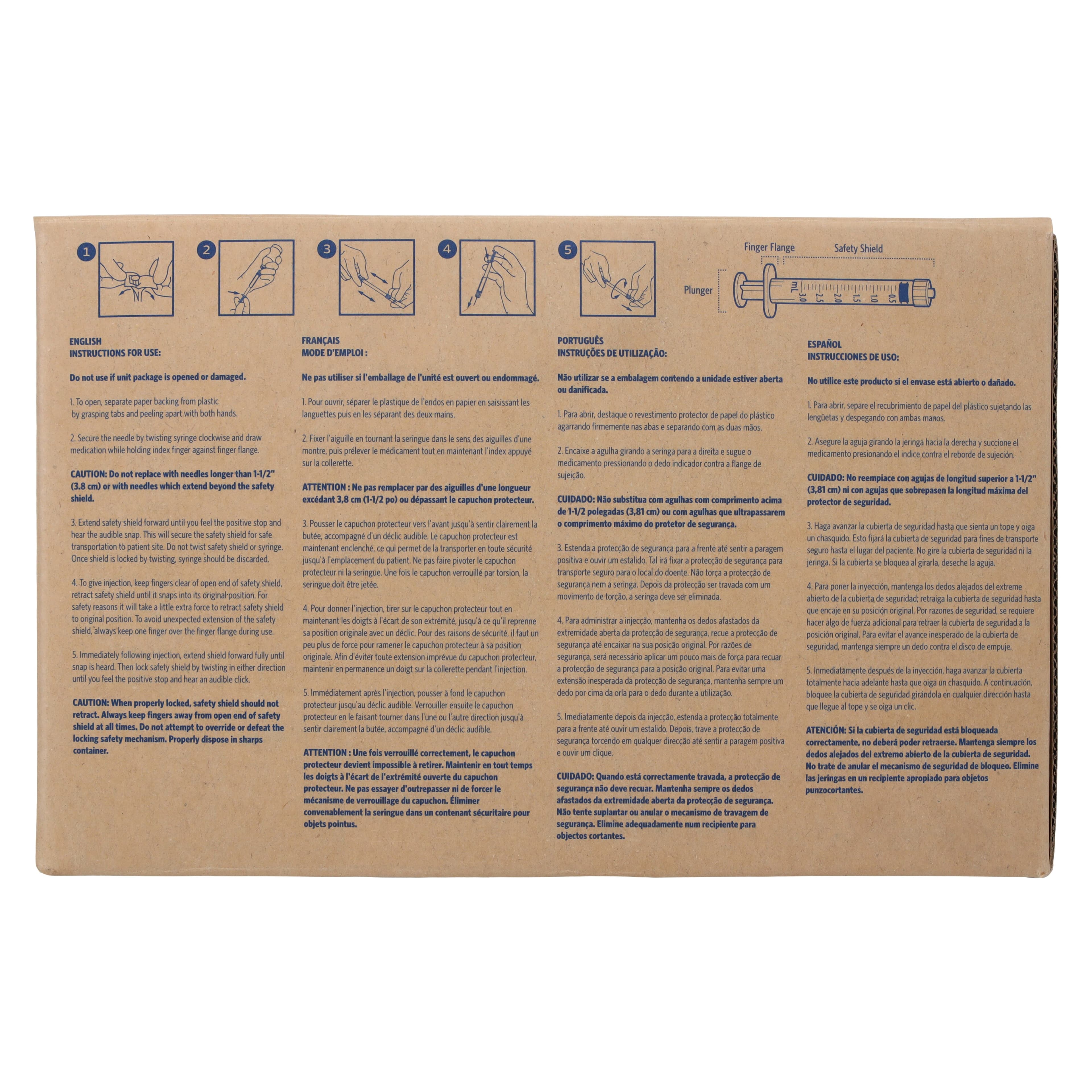 Ultimed UltiCare Safety Syringe, 3mL, Clear, Luer Lock, No Dead Space, Sterile, Latex-Free, 500/Case thumbnail 9
