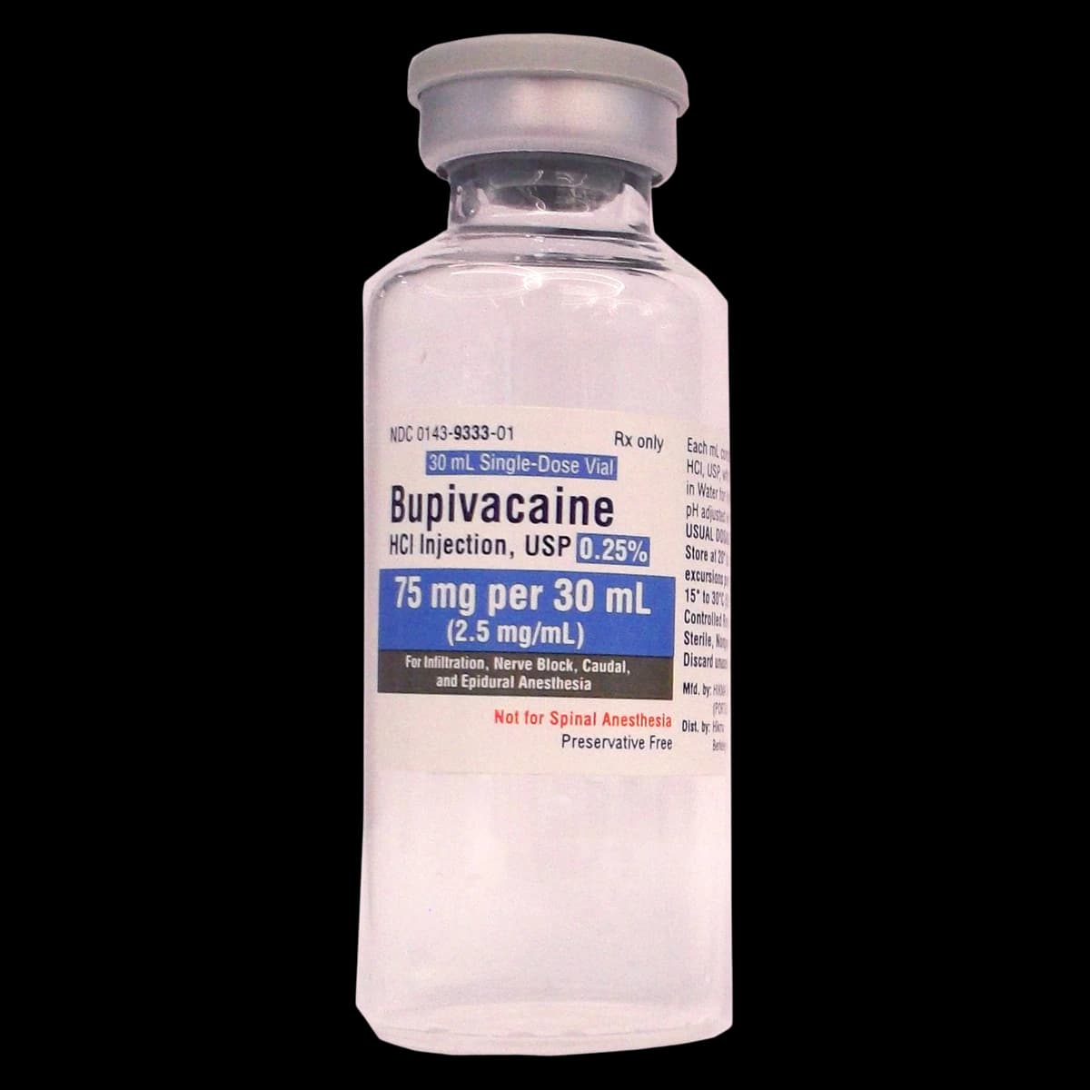 Bupivacaine HCl Injection 0.25%, Preservative Free, SDV, 30mL, 10/Package thumbnail 2
