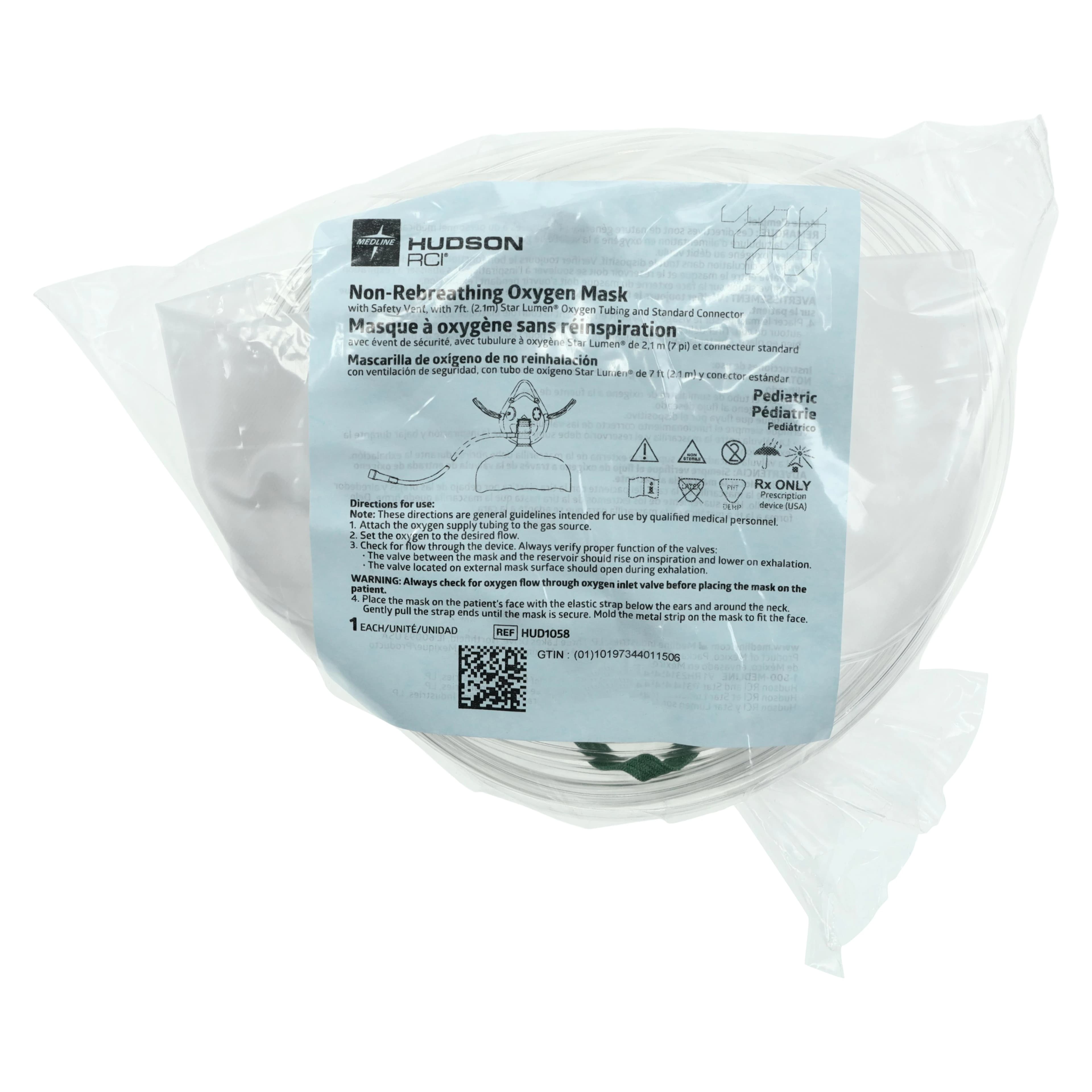 Medline Non-Rebreathing Oxygen Mask, Pediatric, with Safety Vent, Single thumbnail 2