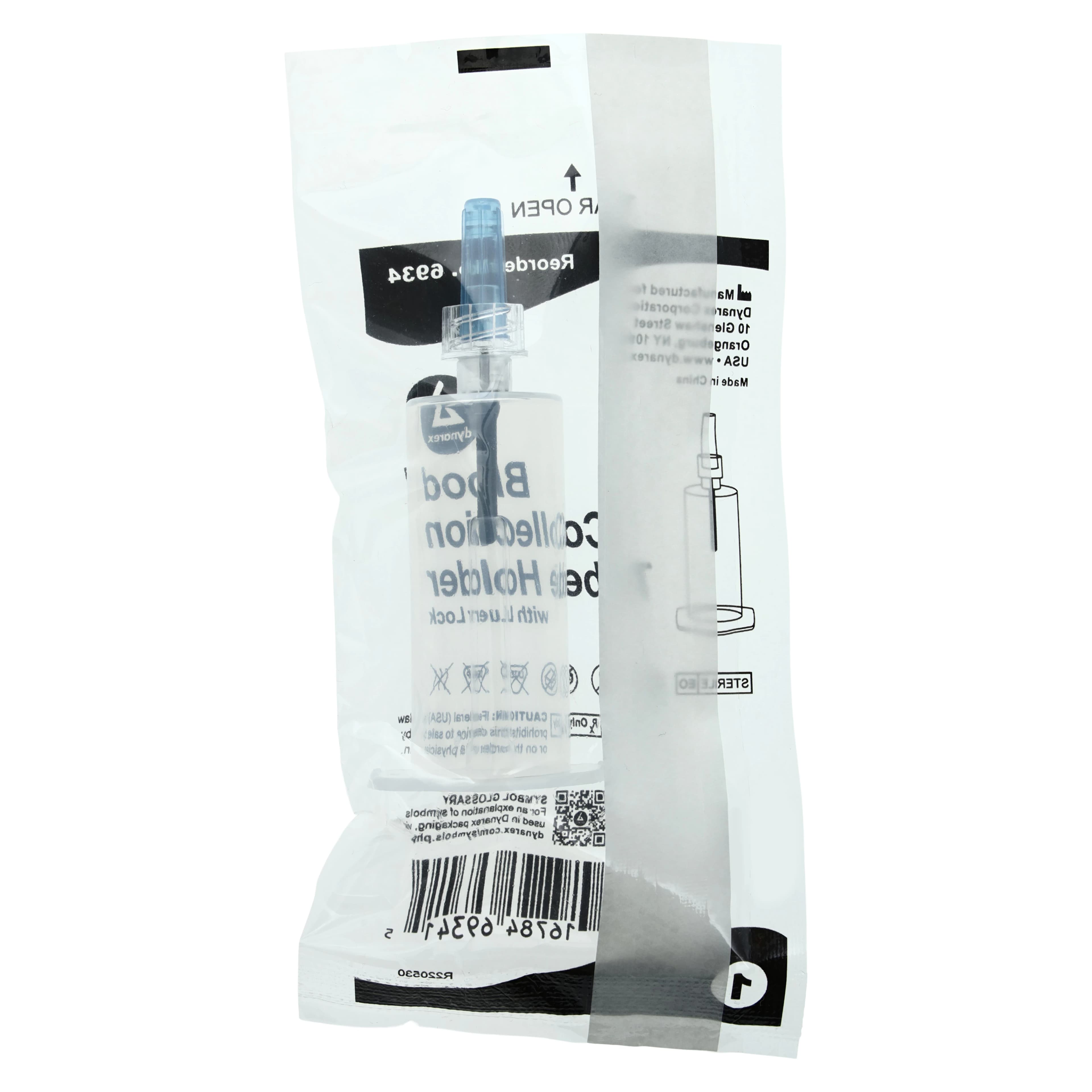 Dynarex Blood Collection Tube Holder with 20G 3/4" Stainless Steel Needle, Luer Lock, Clear Polypropylene, Sterile, Disposable, 200/Box thumbnail 3