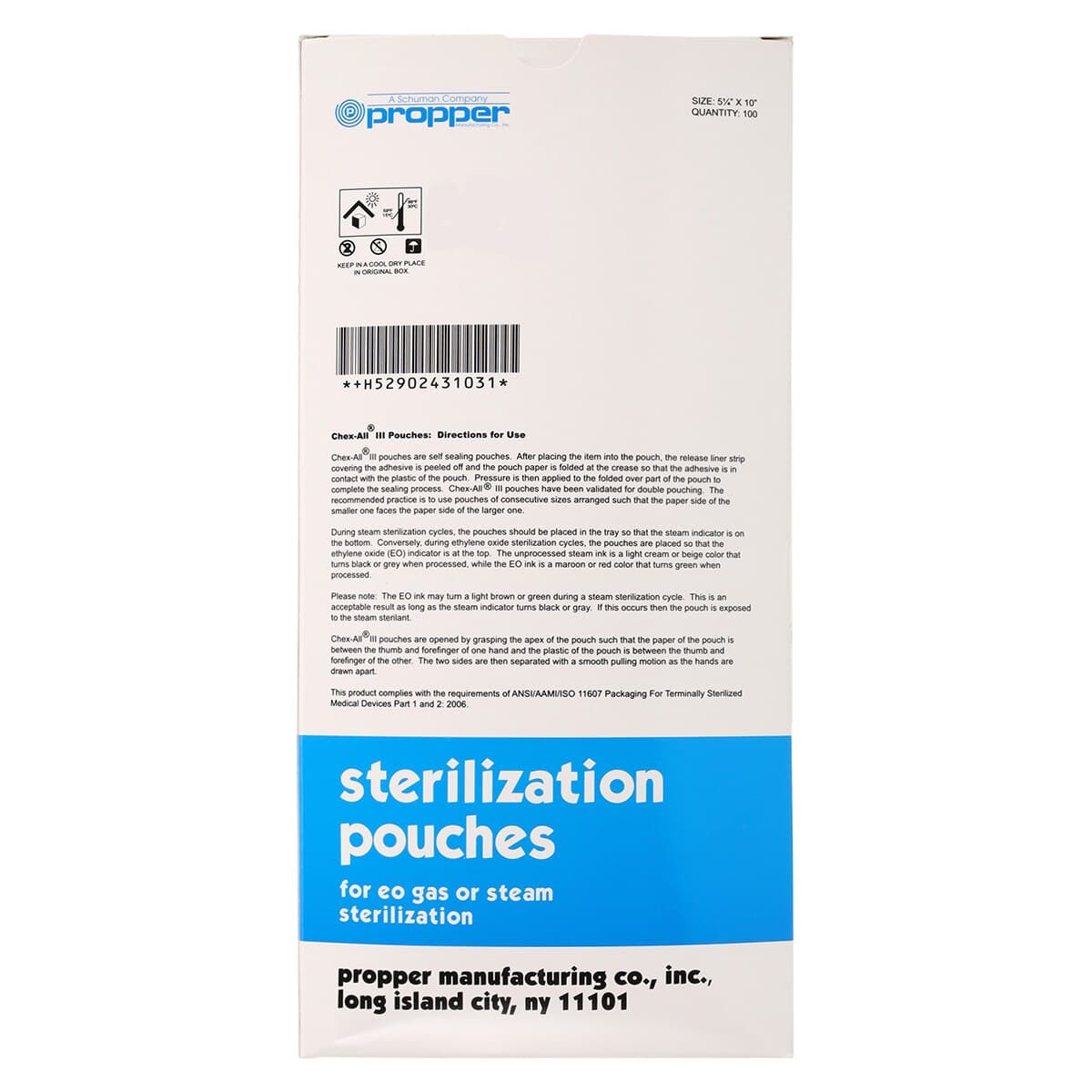 Chex-All III Instant Seal Sterilization Pouches, 5.25 in x 10 in, Clear/White, 100/Box thumbnail 5