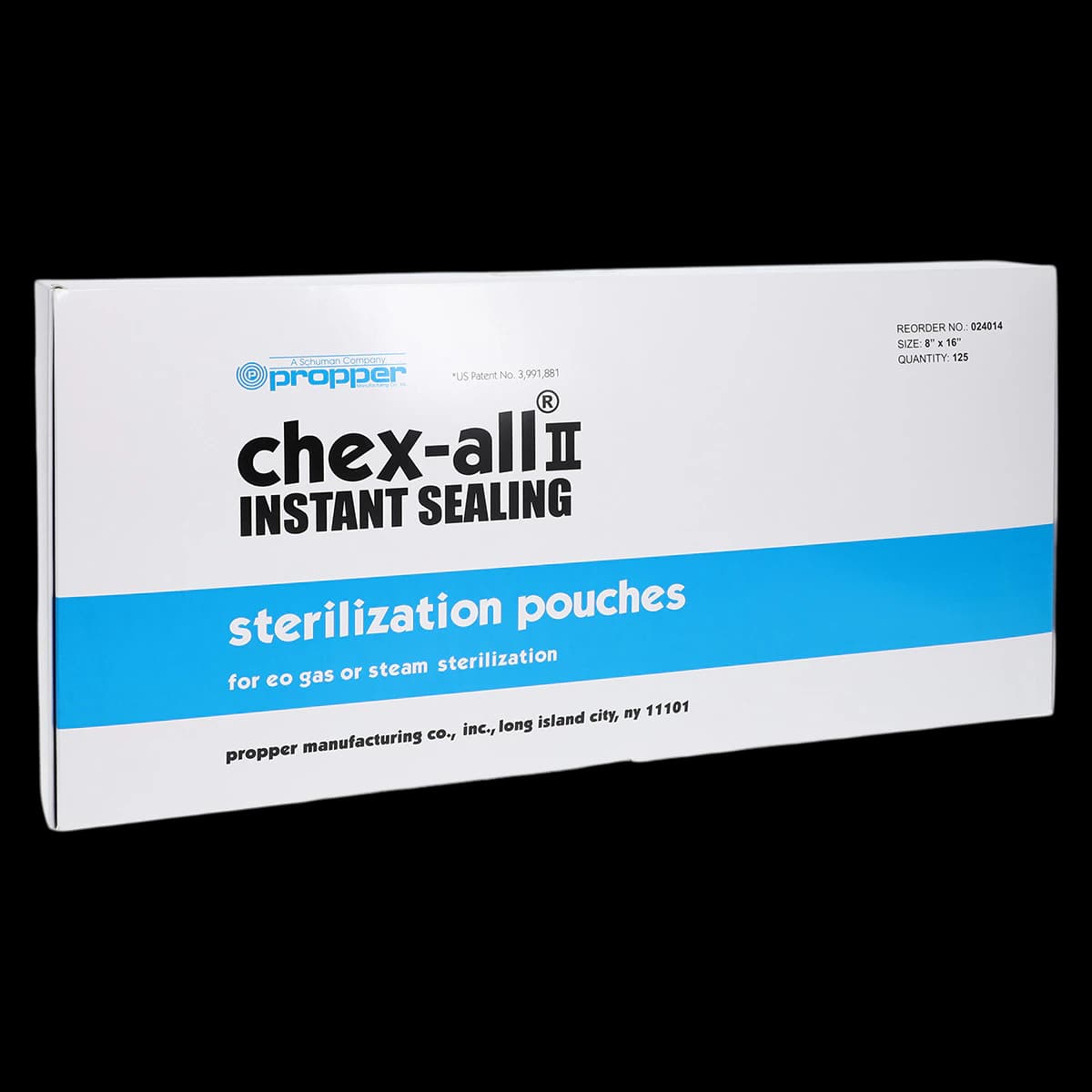 Chex-All II Sterilization Pouches, Instant Seal, 8 in x 16 in, White/Clear, 125/Box - Chex-All Pouches Instant Seal - Image 1