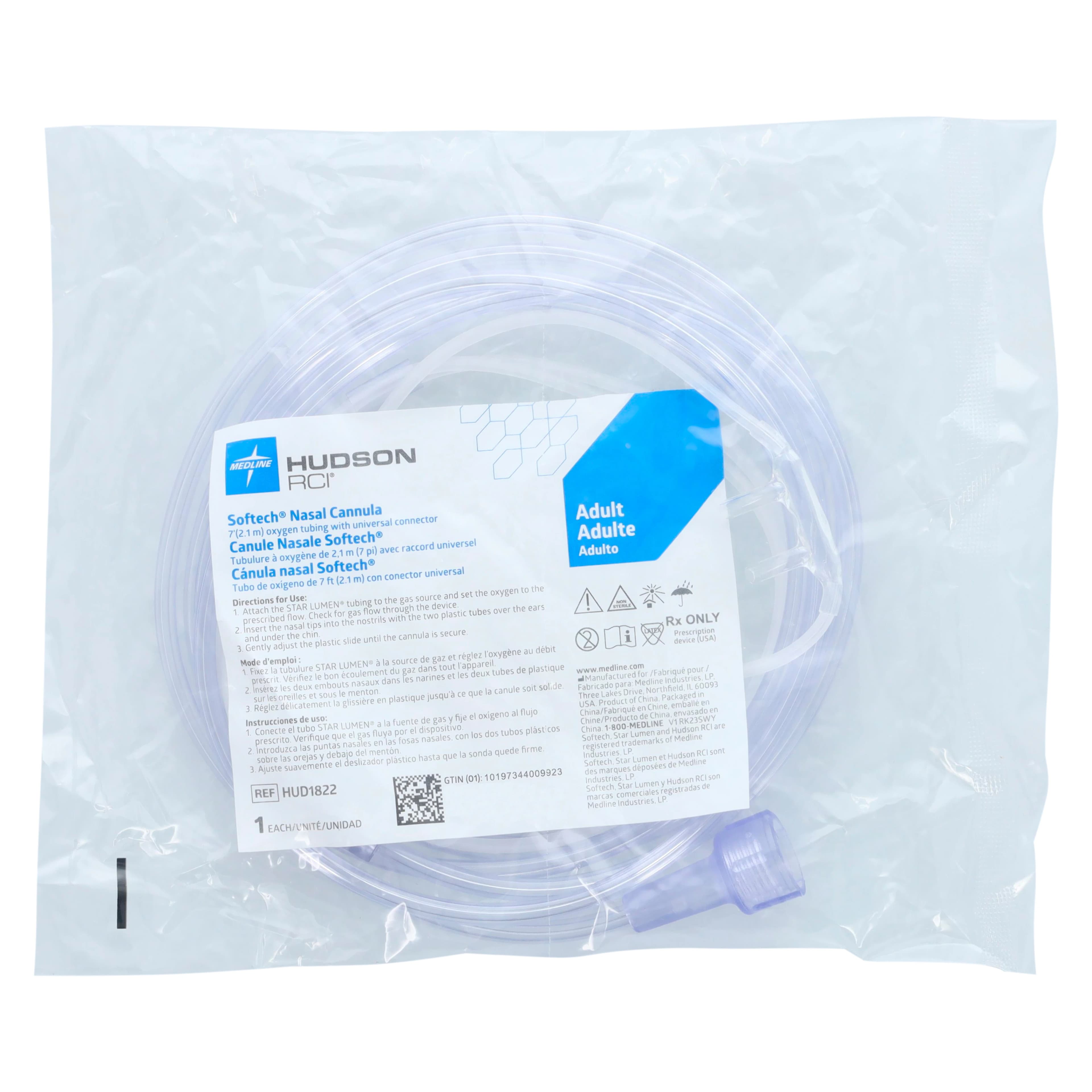 Medline Softech Adult Nasal Oxygen Cannula with 7 ft Star Lumen Tubing and Universal Connector, 50/Case thumbnail 3