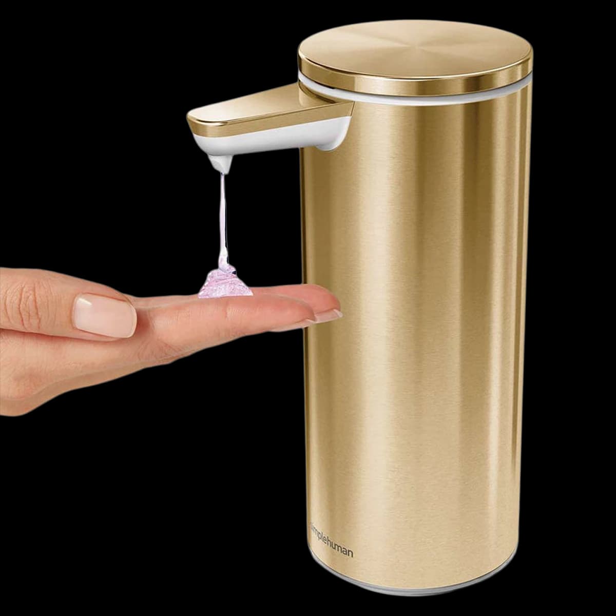 Simplehuman Rechargeable Sensor Liquid Soap Pump Dispenser, Brass, 9 oz, Stainless Steel - Soap Sensor Pump Brass - Image 1