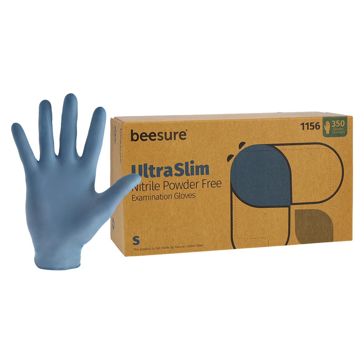 BeeSure UltraSlim Nitrile Exam Gloves, Powder Free, Non-Sterile, Small, Blue, 350/Box, BE1156 - UltraSlim Nitrile Exam Gloves Small Blue Box of 350 - Image 1
