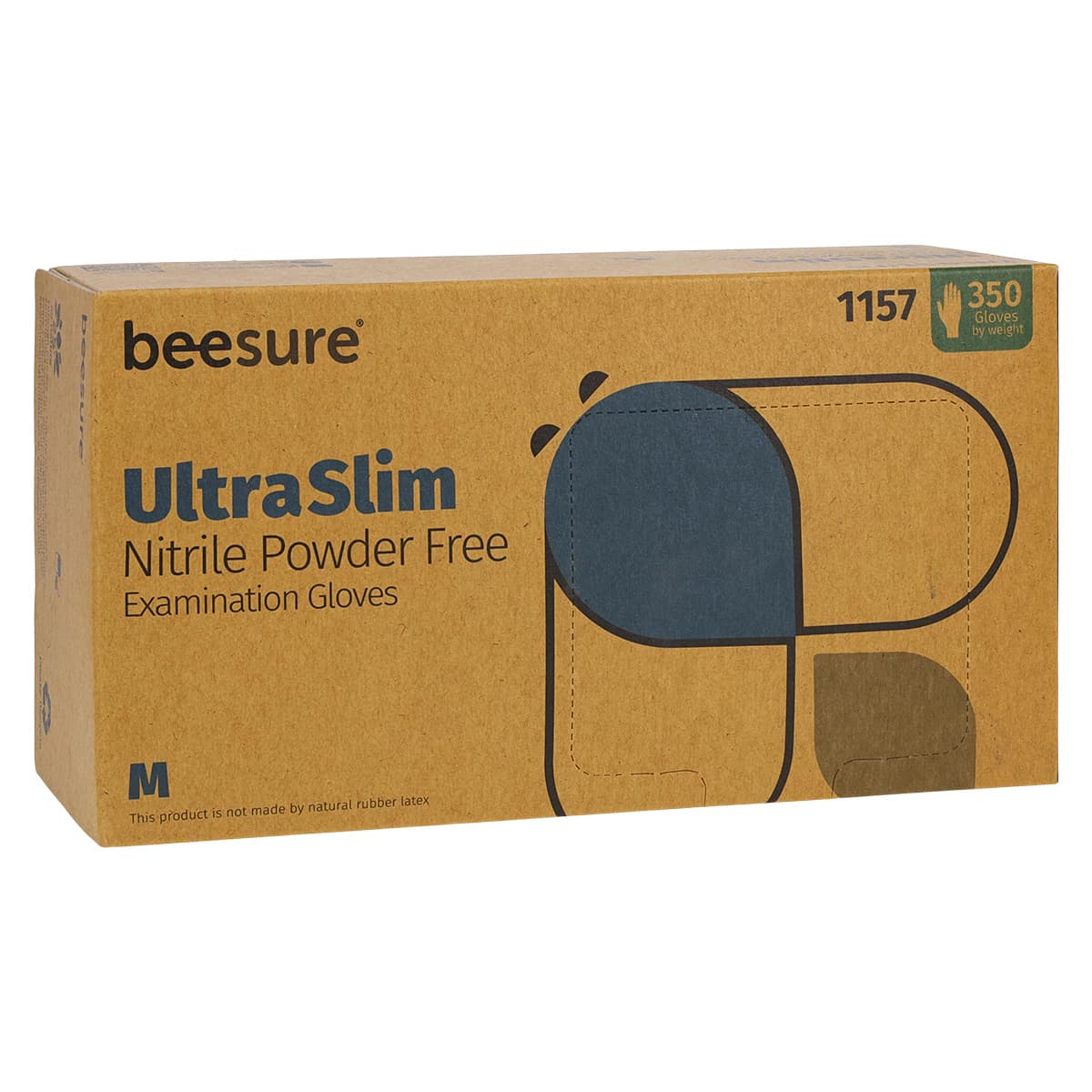 BeeSure UltraSlim Nitrile Exam Gloves, Powder Free, Non-Sterile, Medium, Blue, 350/Box, BE1157 thumbnail 3