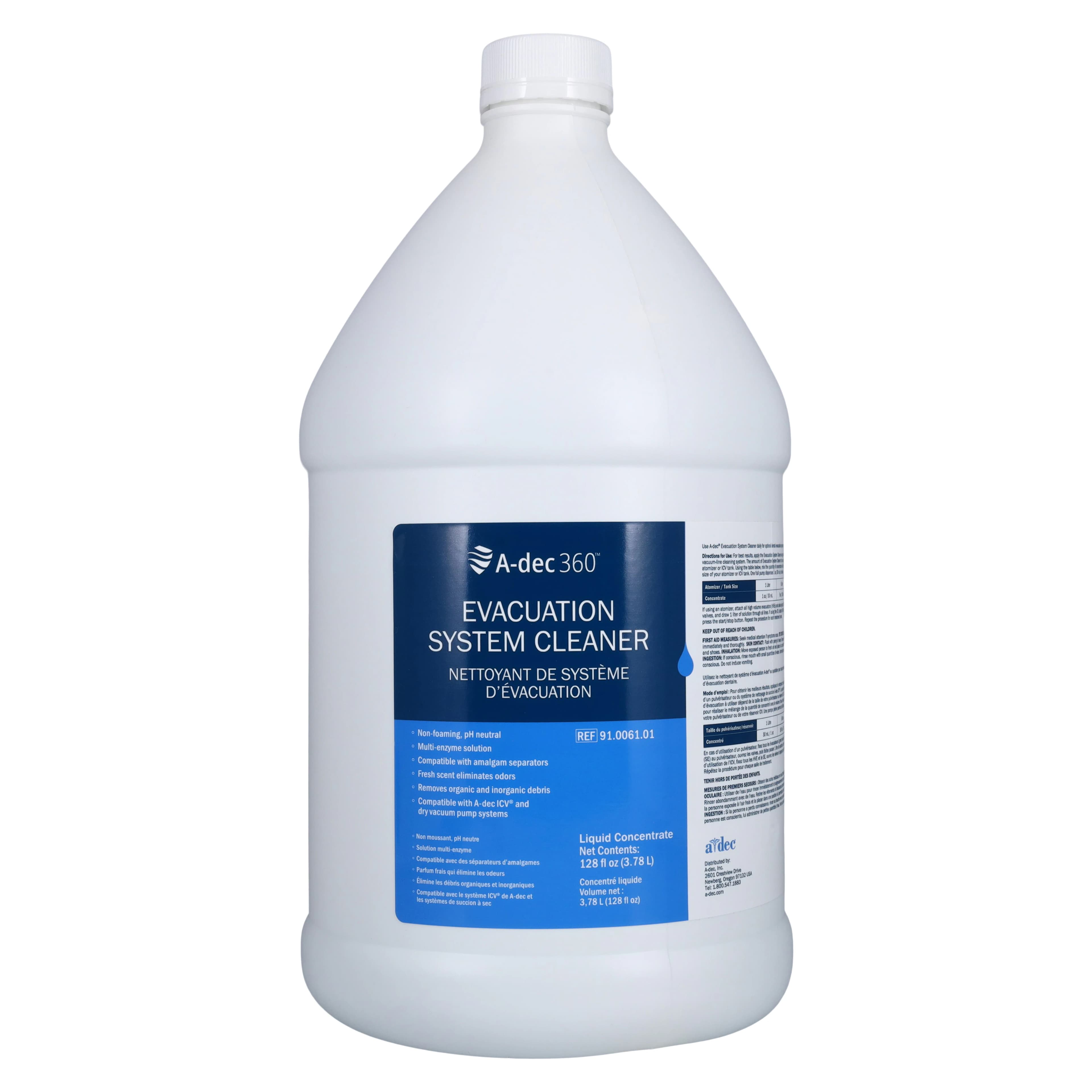 Adec Evac System Cleaner, 1-Gallon (128oz), Without Pump, 4/Box - Evac System Cleaner 1-Gal (128oz) w/o Pump - Image 1