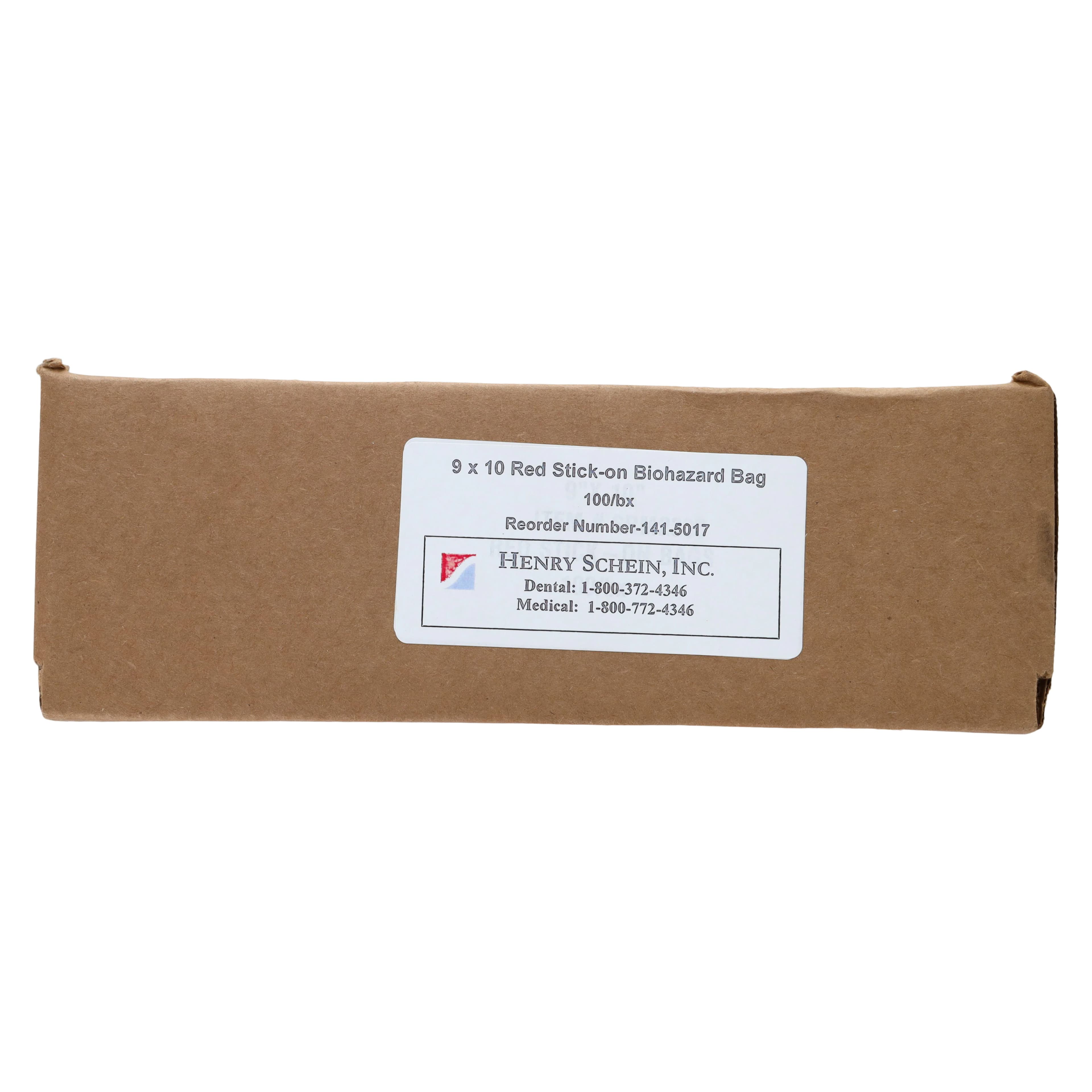 Unimed Red Biohazard Stick-On Waste Disposal Bags, 9" x 10", 1.4 qt, 2 mil, Adhesive Strip, 100/Box, MRWB142316 thumbnail 3