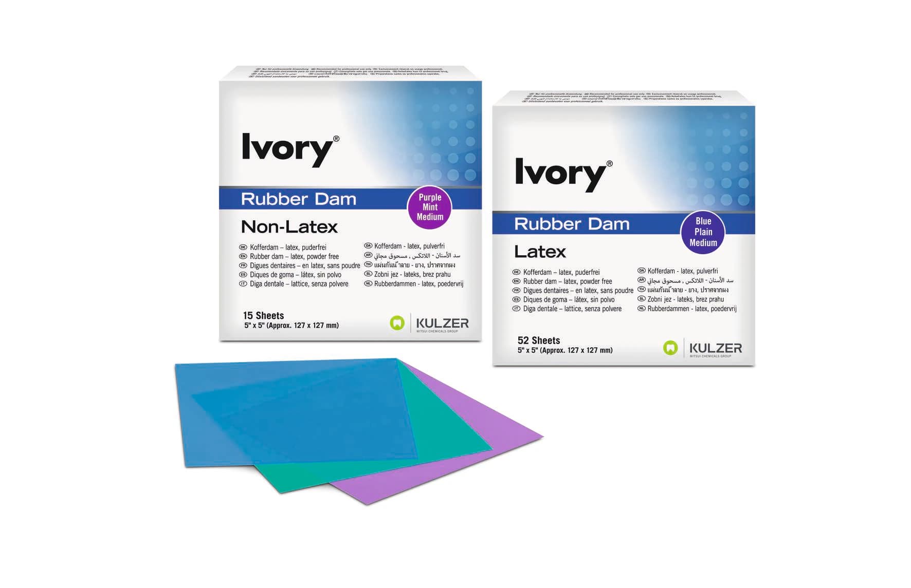 Ivory Rubber Dam, 5 x 5 Medium, Blue, Latex, 52/Box, 66094058 - Ivory Rubber Dam, 5 x 5 Medium, 52/Box, Blue, 66094058 - Image 1