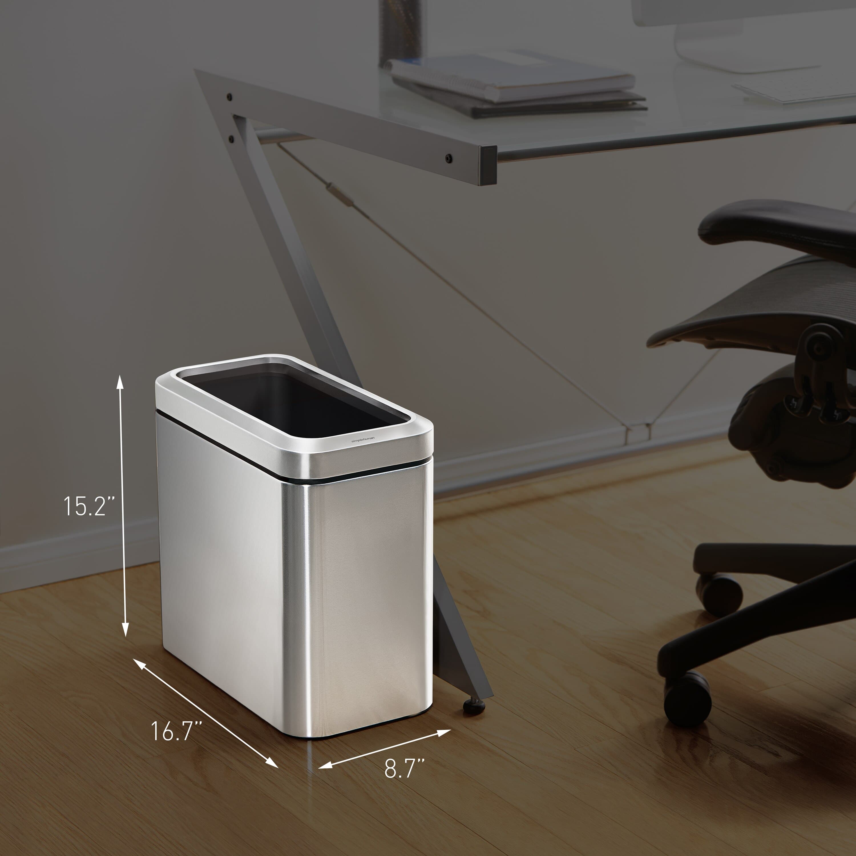 Simplehuman Slim Open Top Trash Can, Brushed Stainless Steel, 6.6 Gallon thumbnail 6