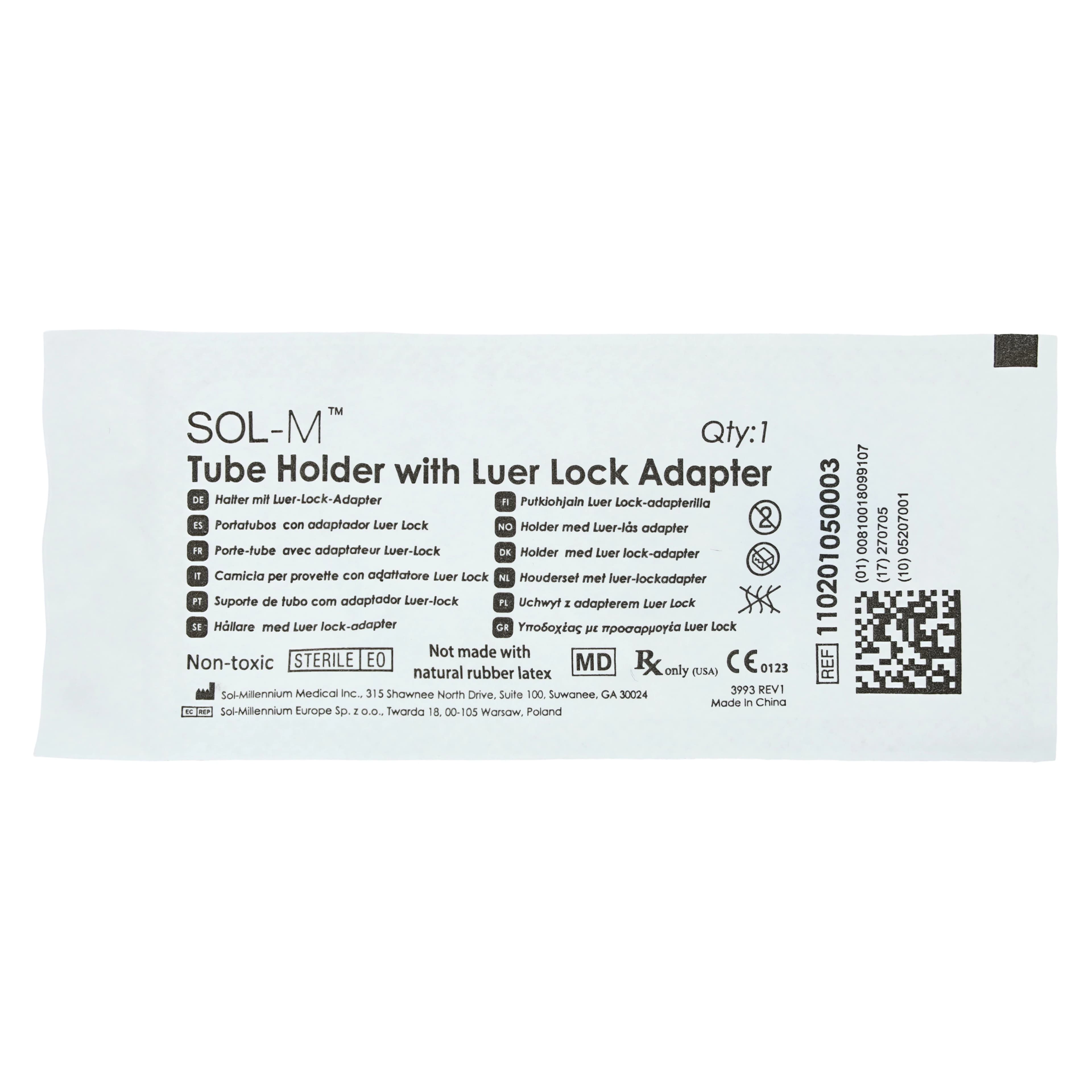 Tube Holder with Luer Lock, Clear, Sterile, 50/Box thumbnail 3