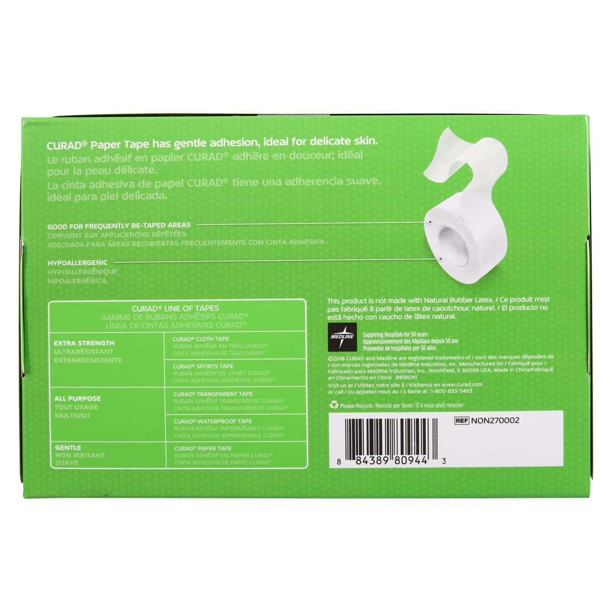 Curad Paper Tape, White, 2" x 10 yds, 6 Rolls/Box thumbnail 4